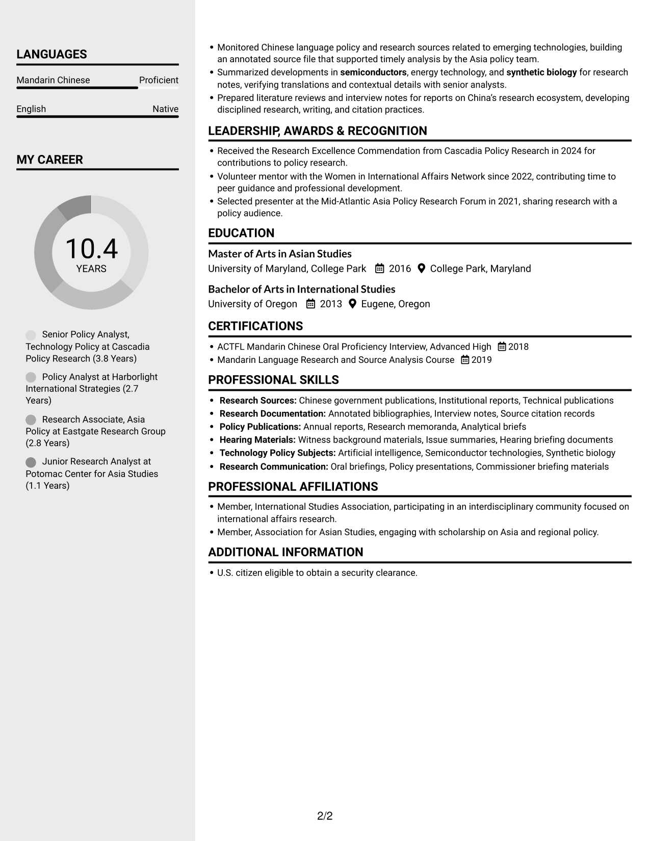 Resume example — page 2
