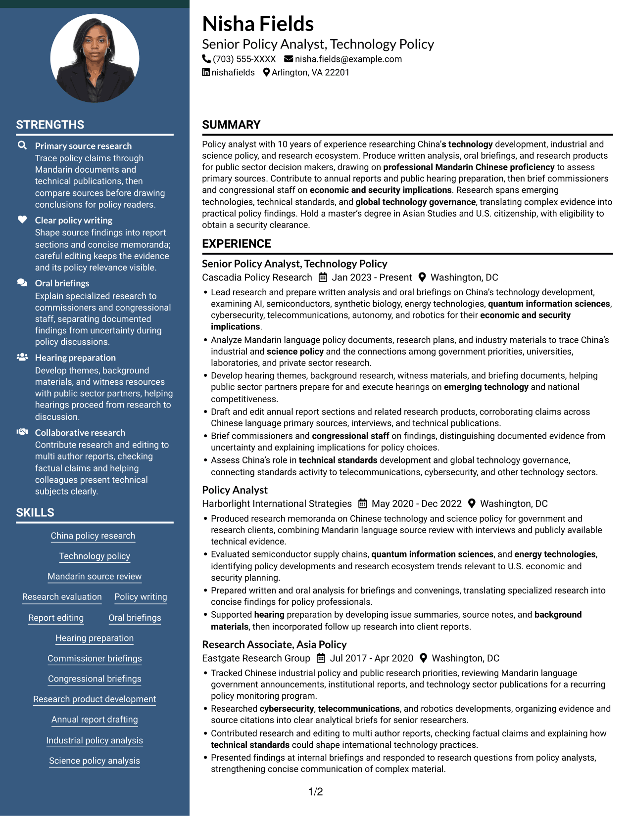 Resume example — page 1