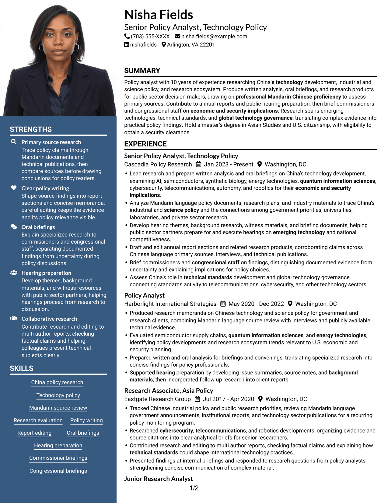 Resume example — page 1
