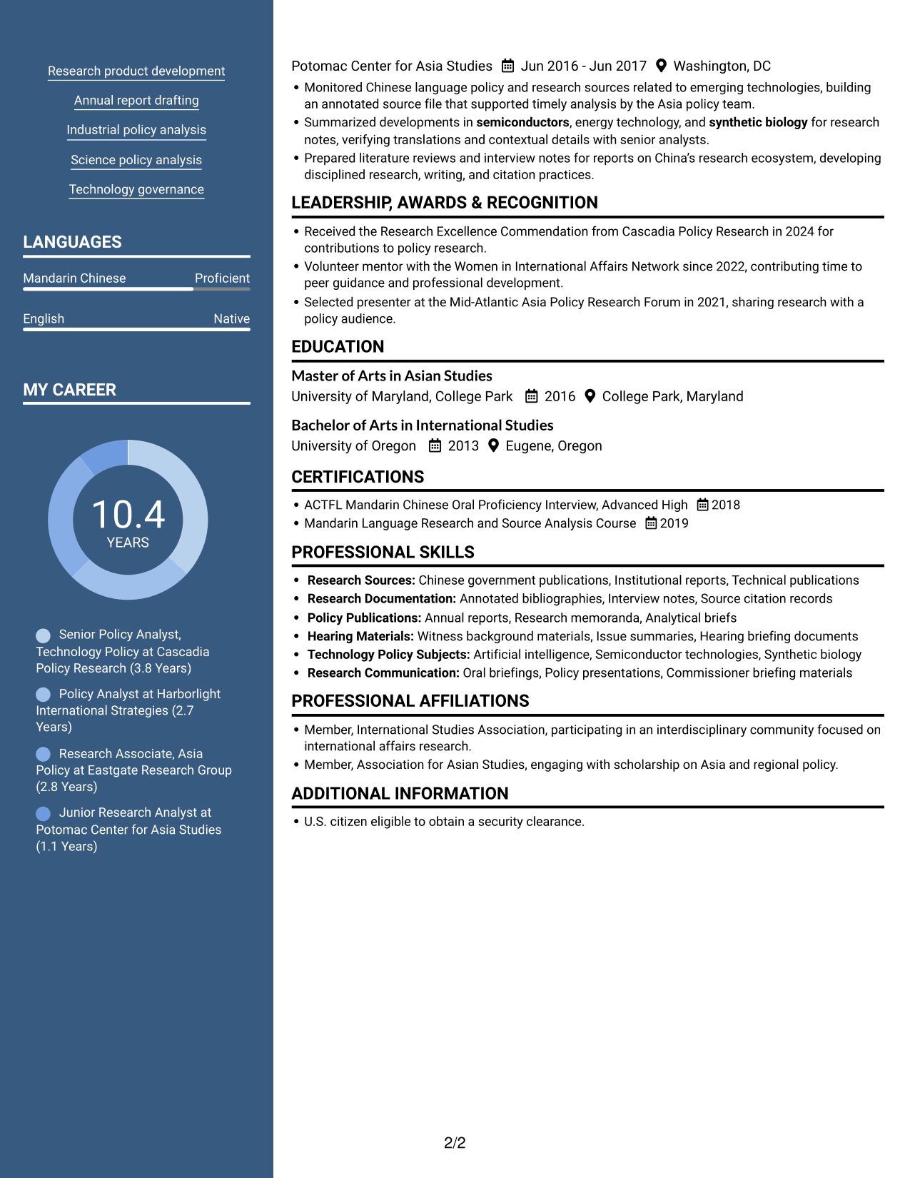Resume example — page 2