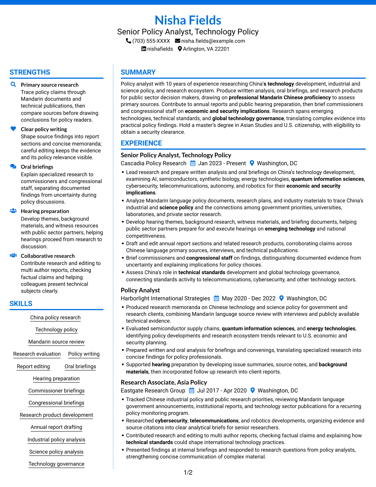 Resume example — page 1