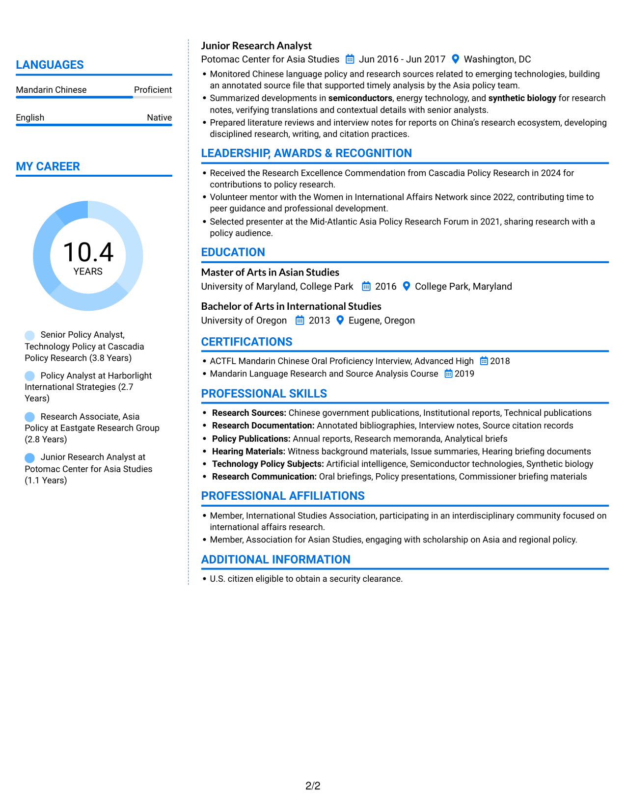 Resume example — page 2