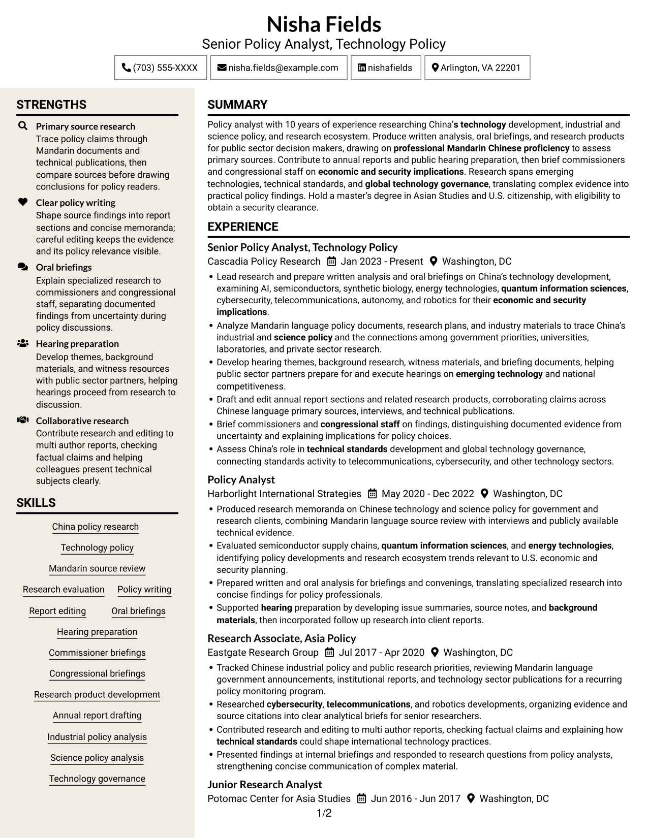 Resume example — page 1