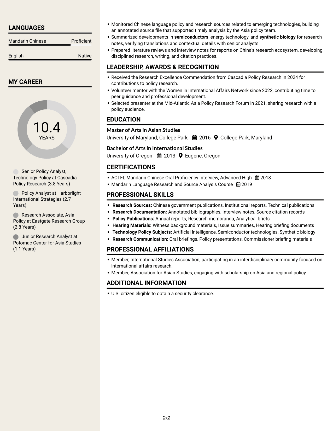 Resume example — page 2