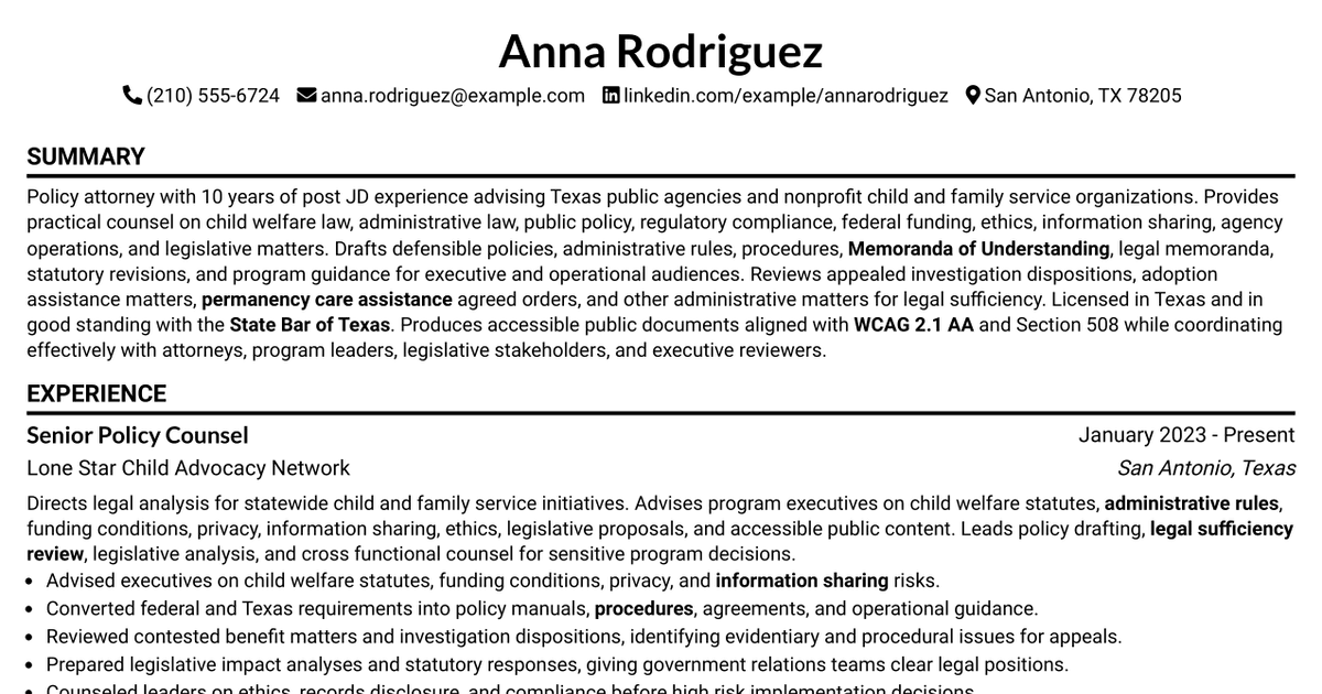 7 Policy Attorney III Resume Templates with Example