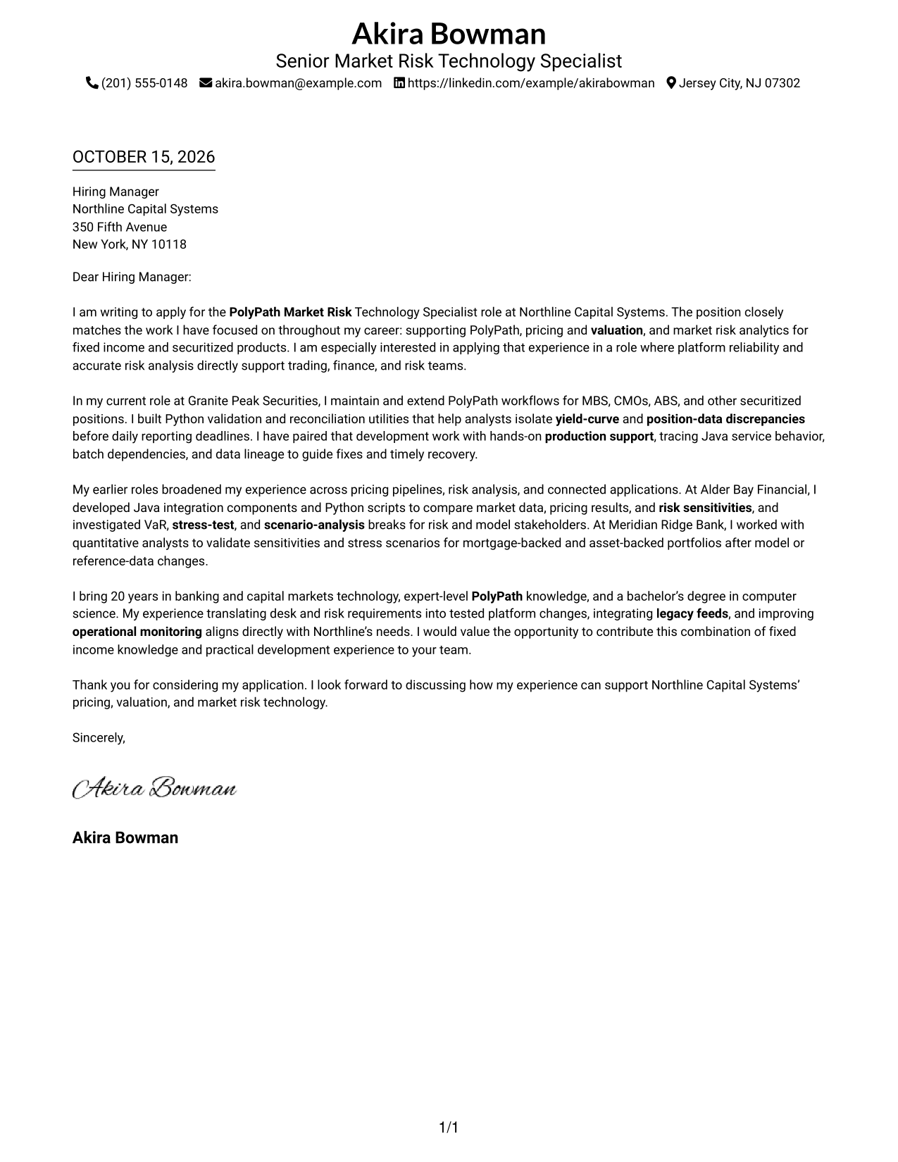 Cover letter example — page 1