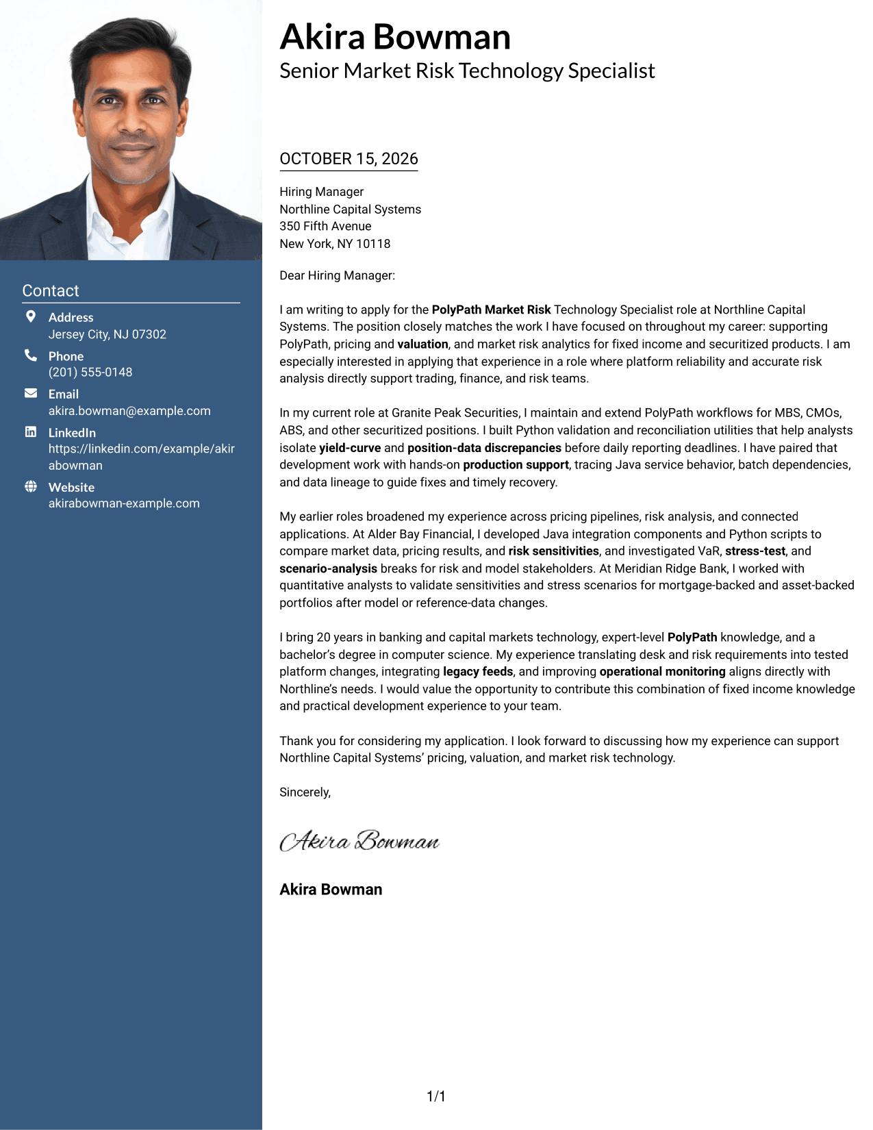 Cover letter example — page 1