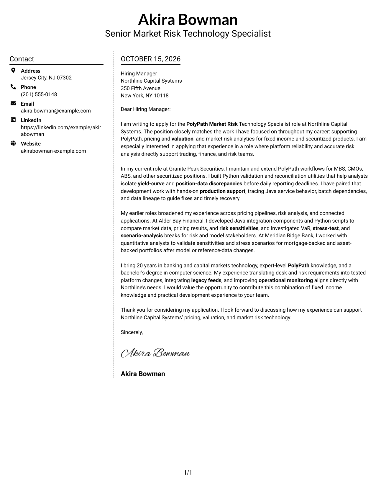 Cover letter example — page 1
