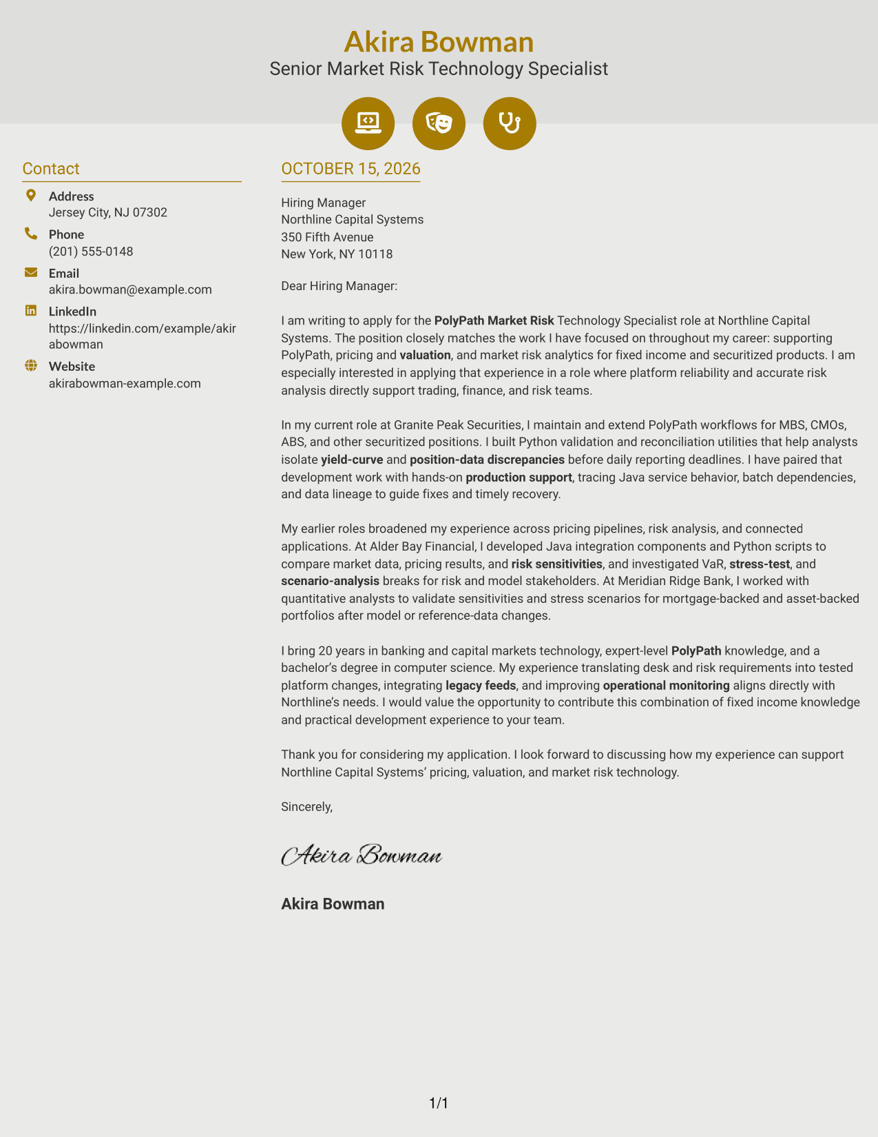 Cover letter example — page 1