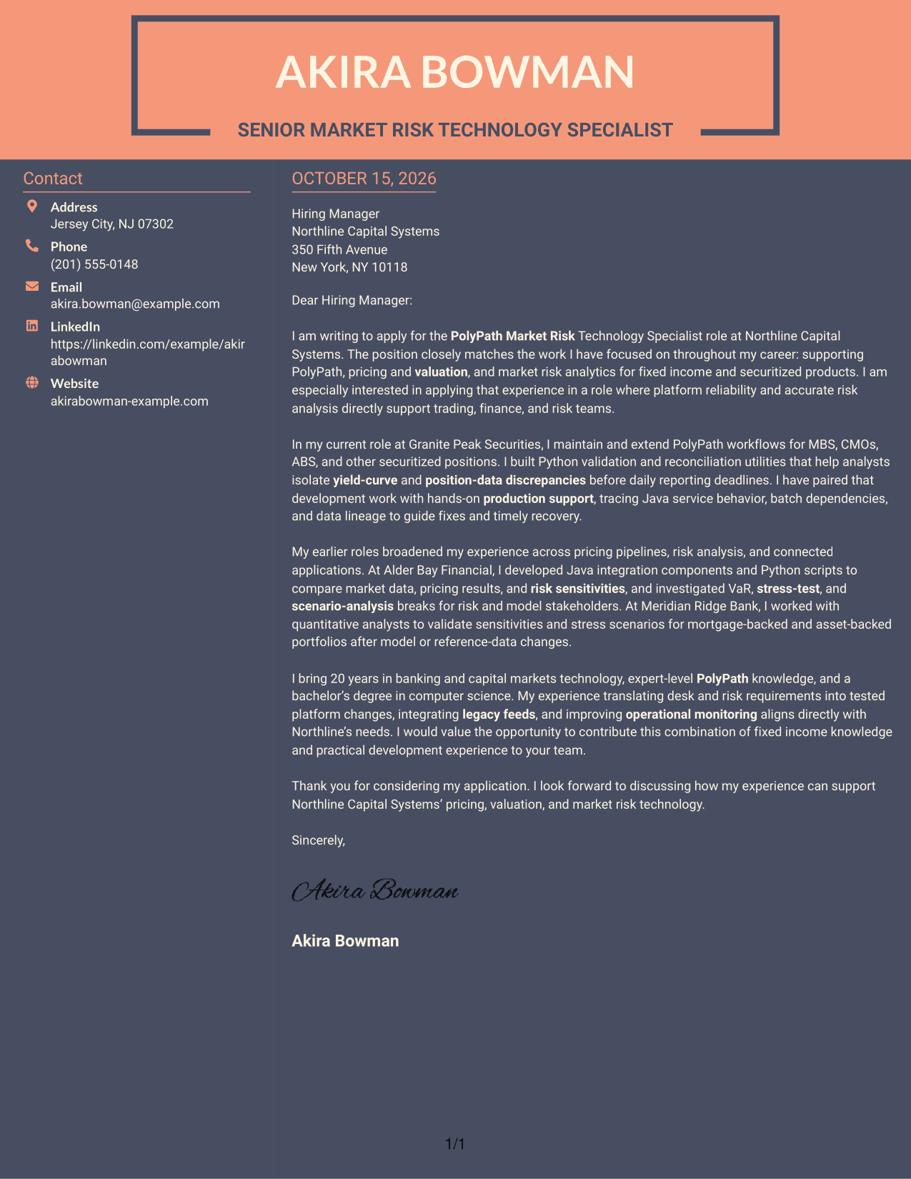 Cover letter example — page 1