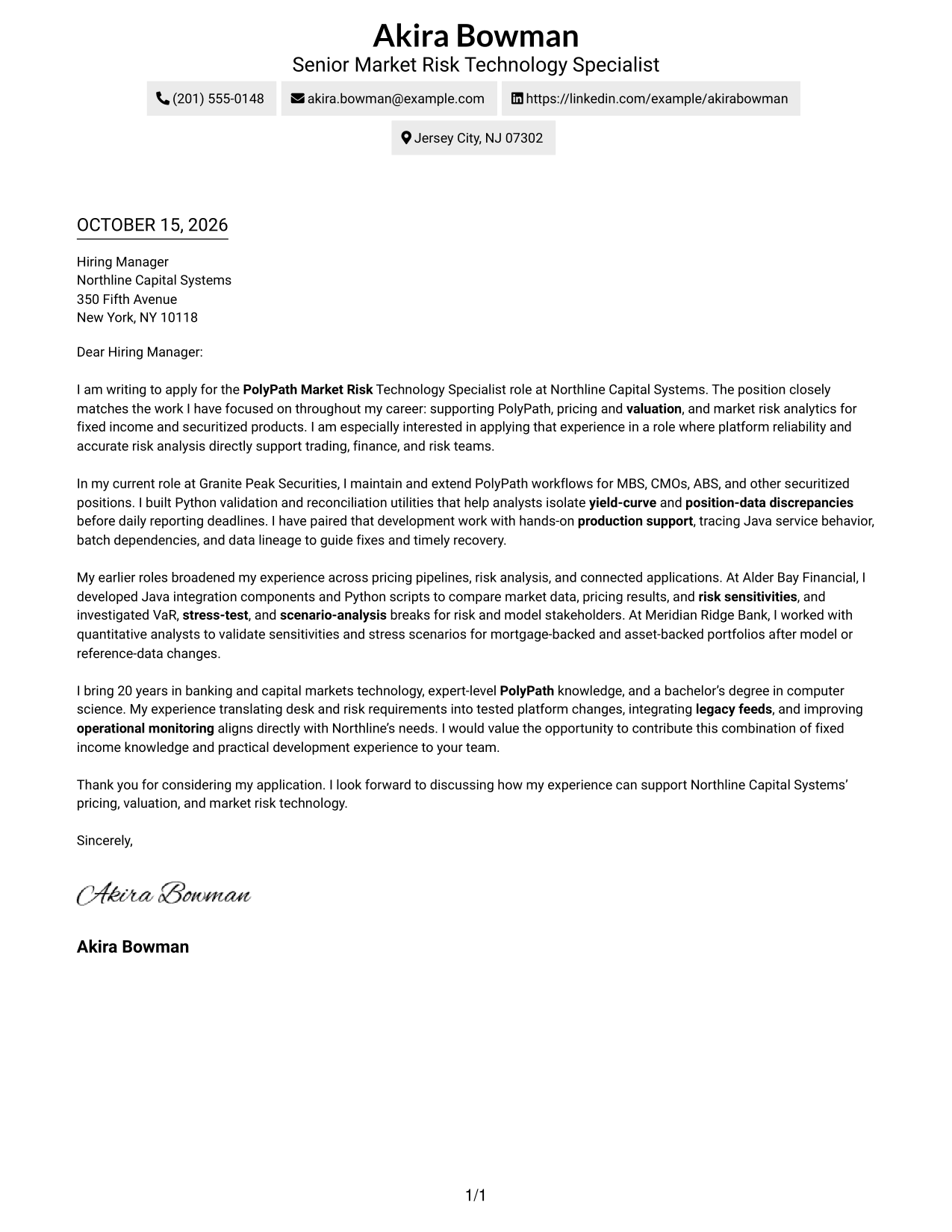 Cover letter example — page 1