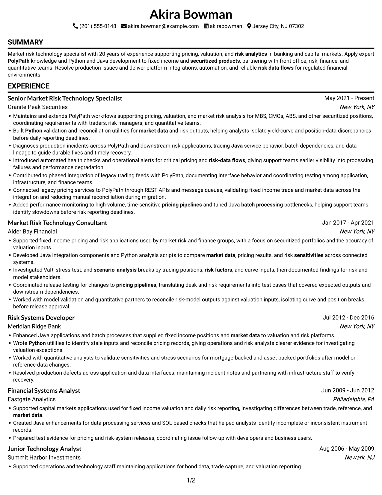 Resume example — page 1