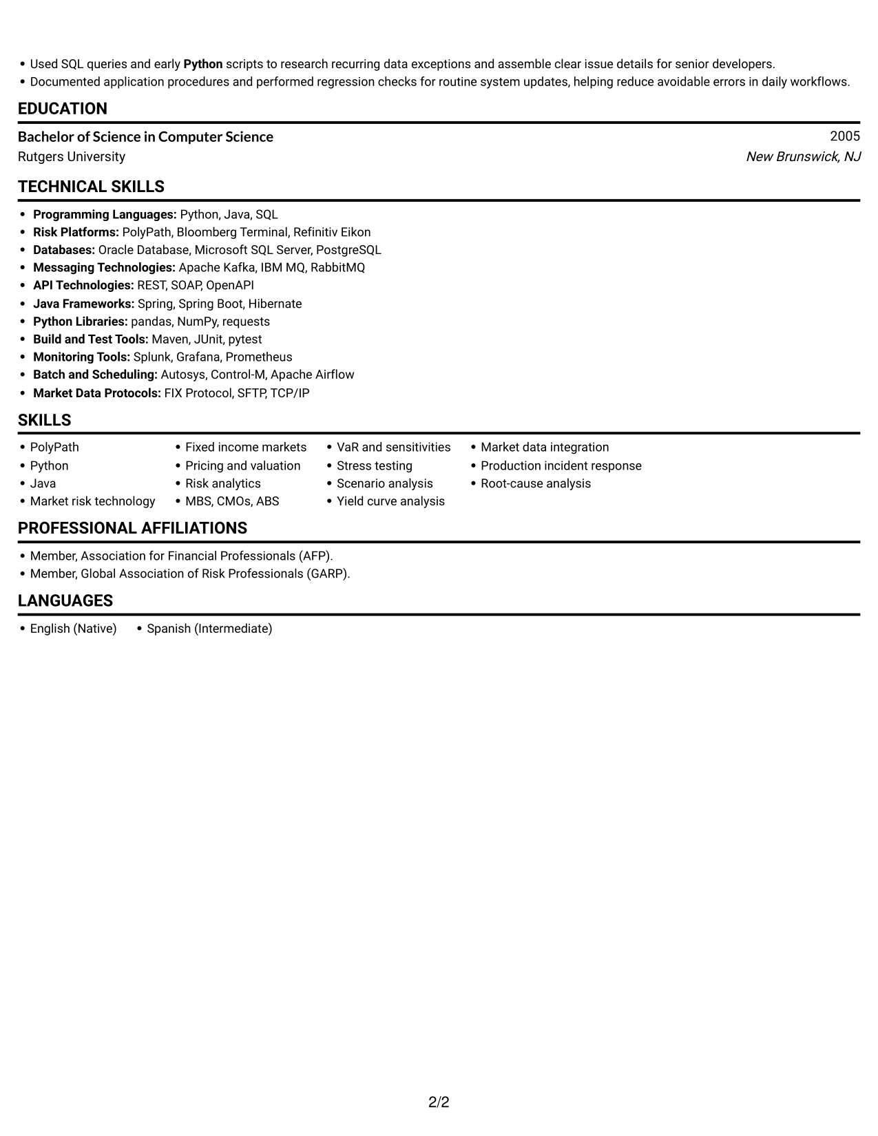 Resume example — page 2
