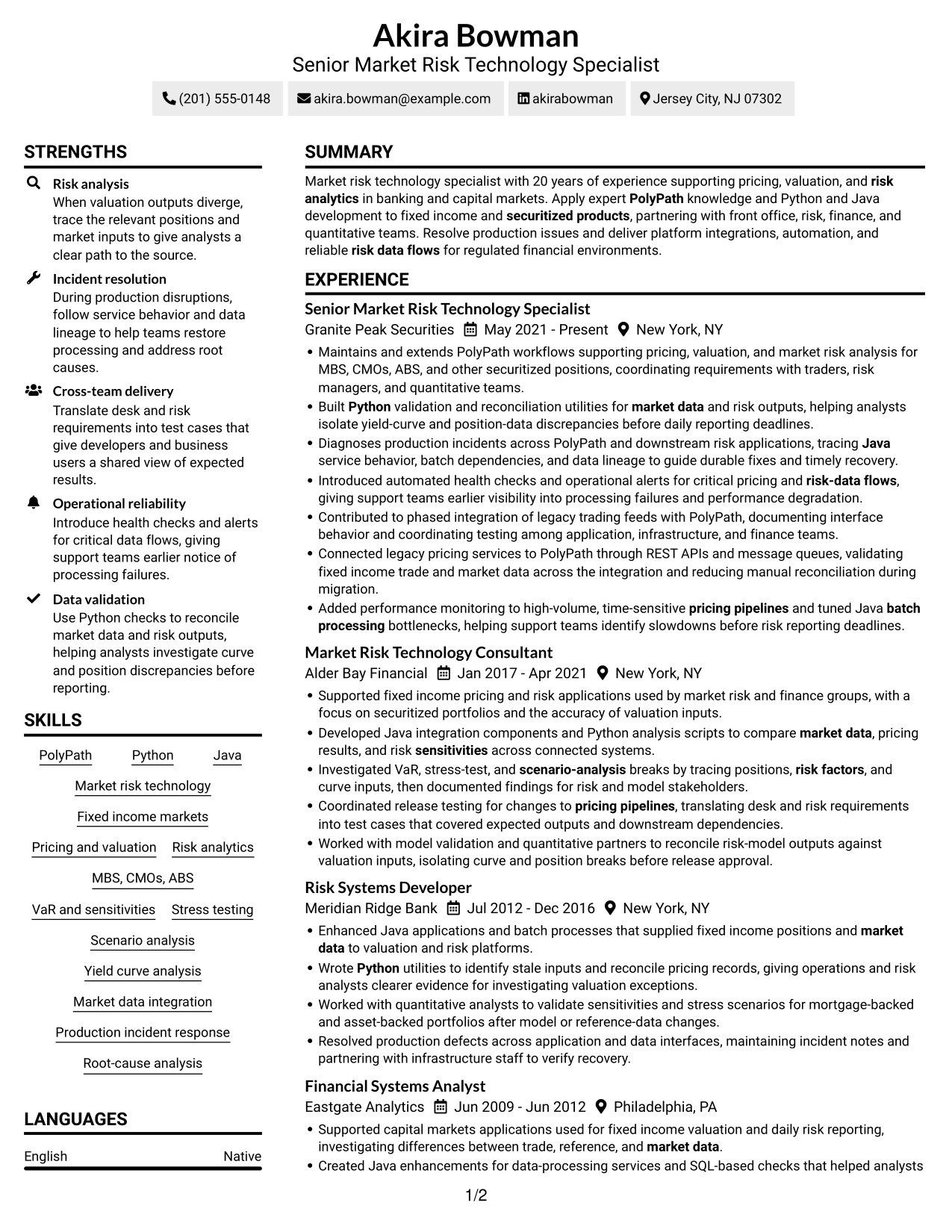 Resume example — page 1