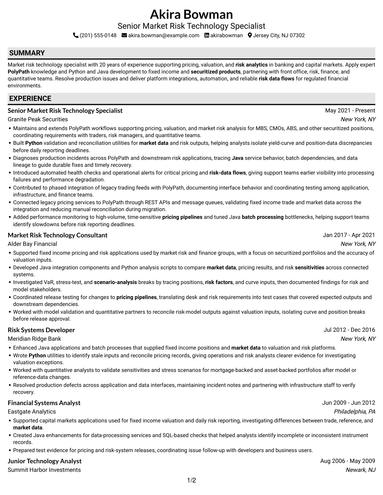 Resume example — page 1