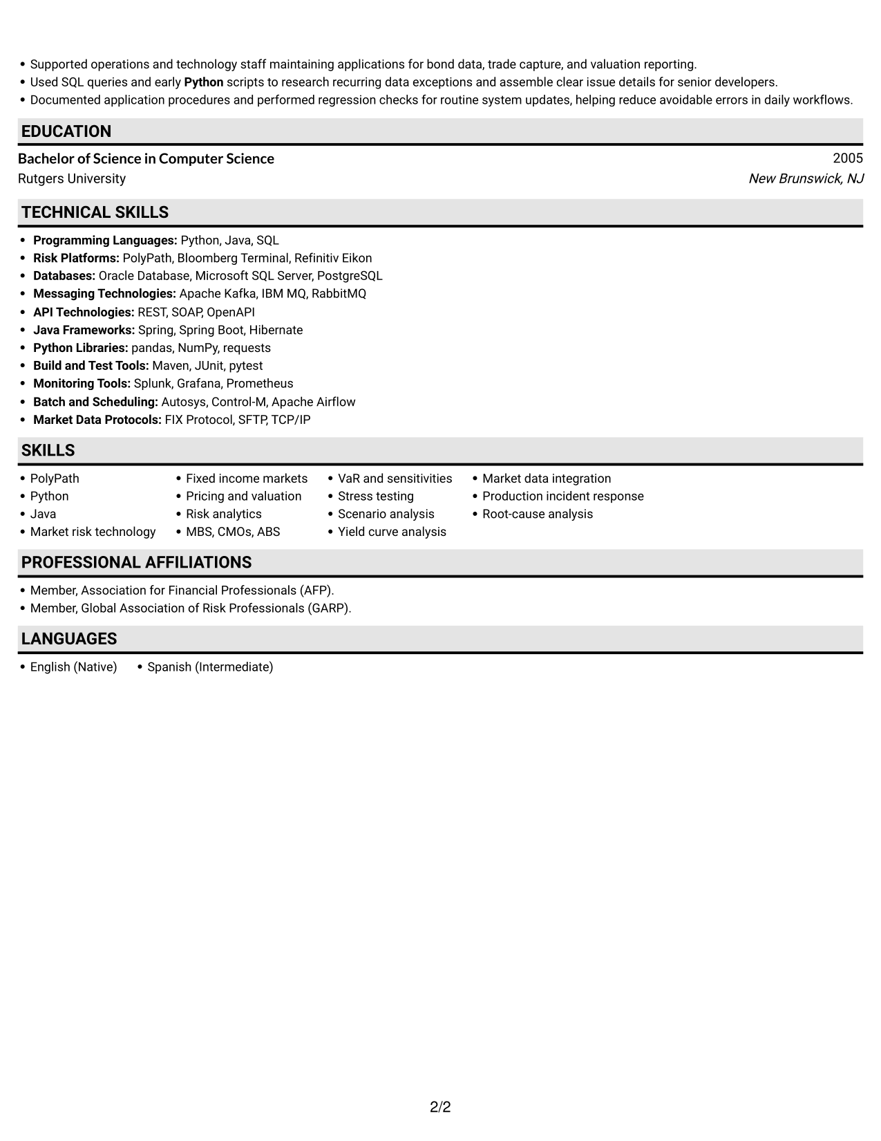 Resume example — page 2