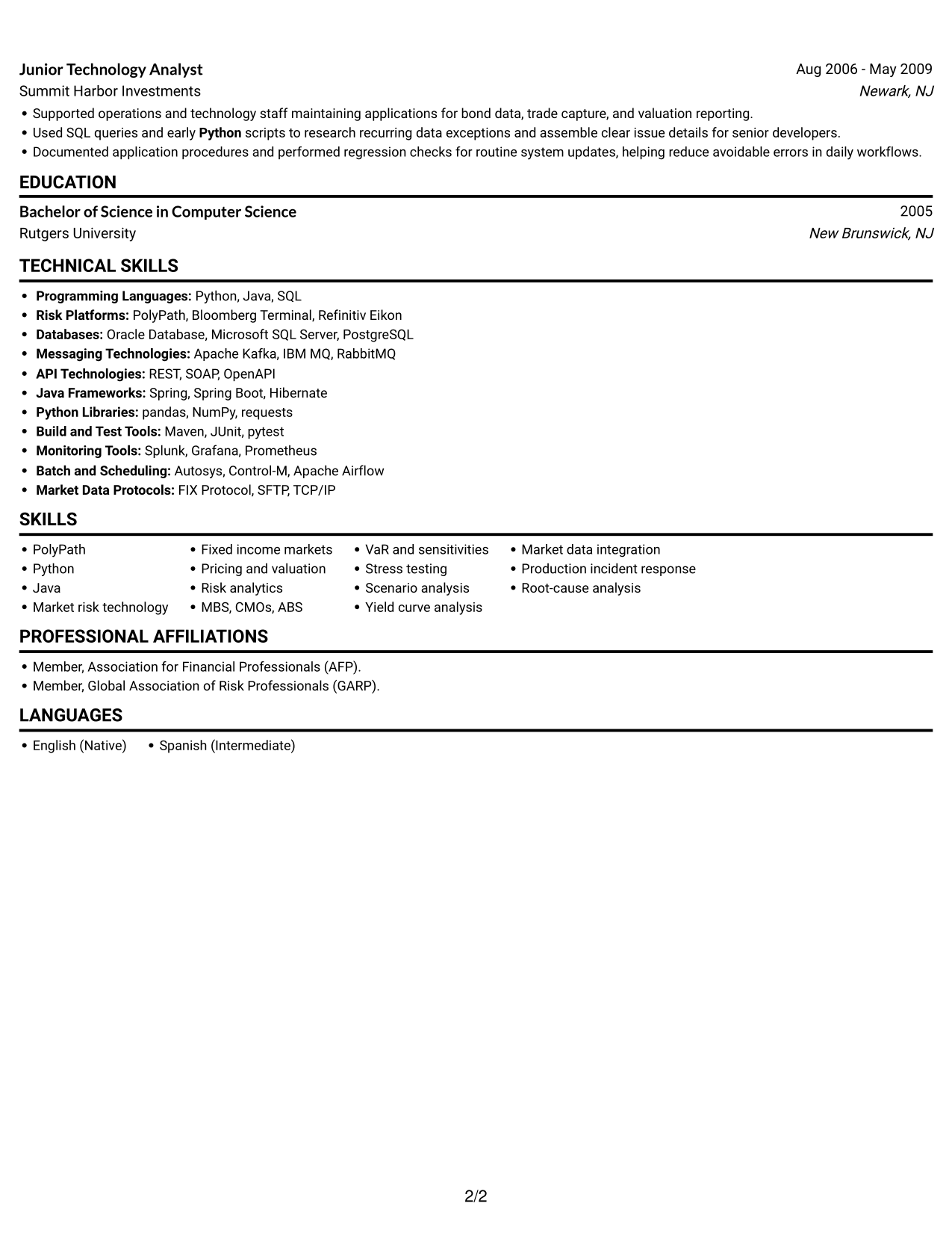 Resume example — page 2