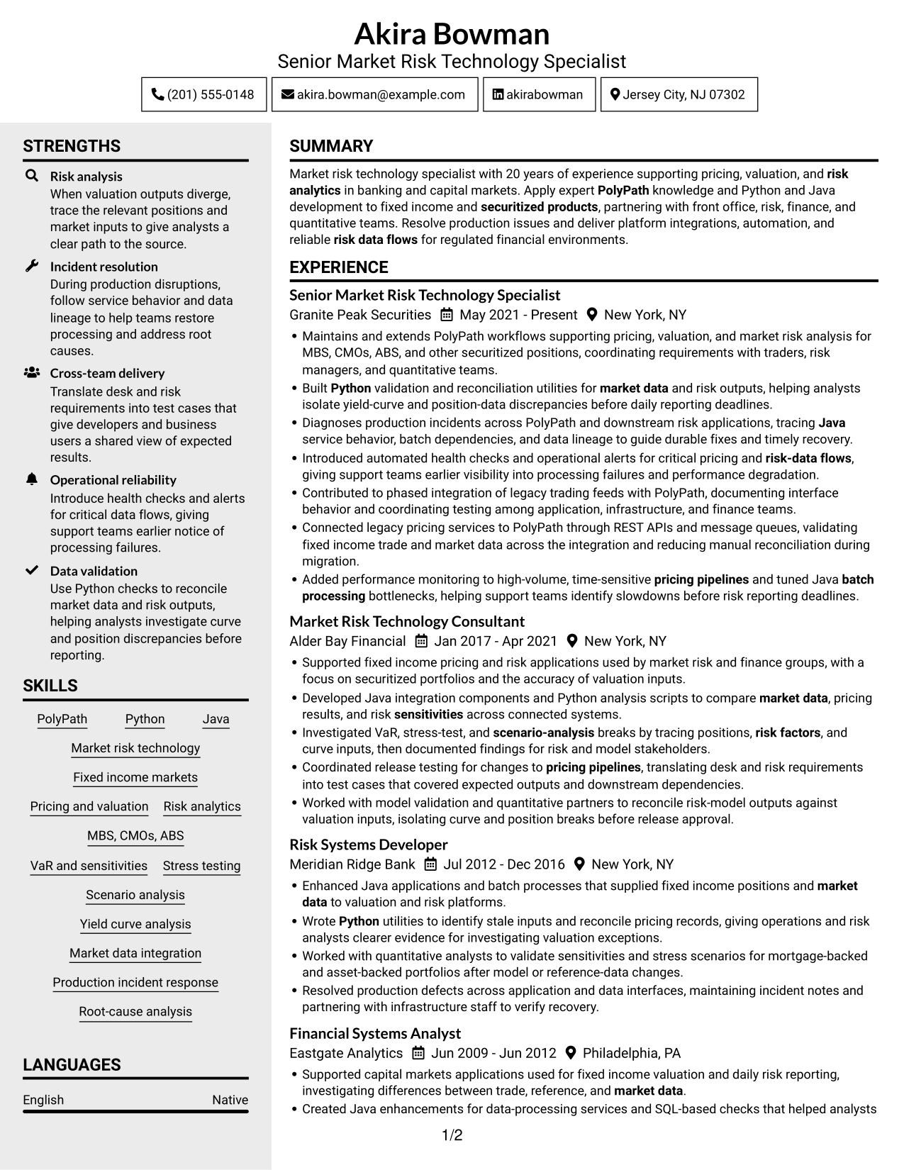 Resume example — page 1