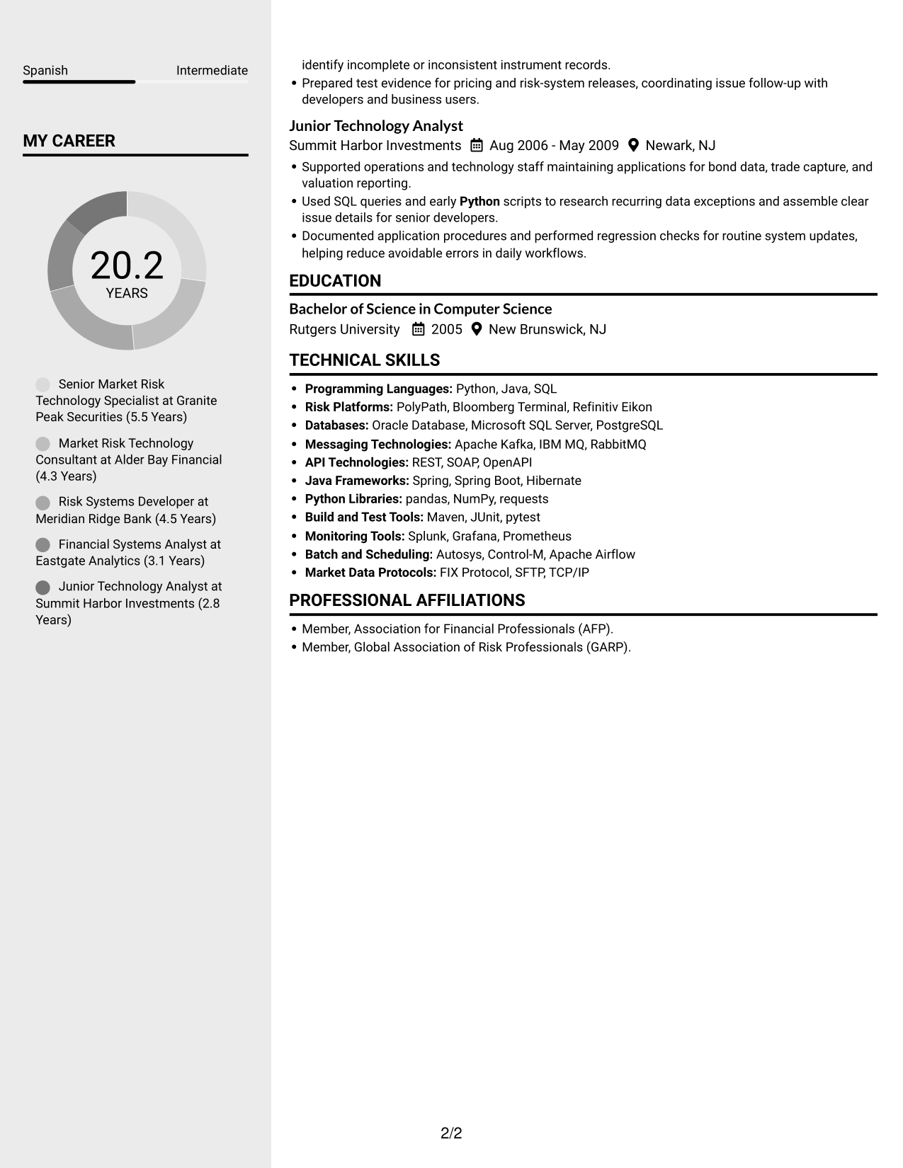 Resume example — page 2