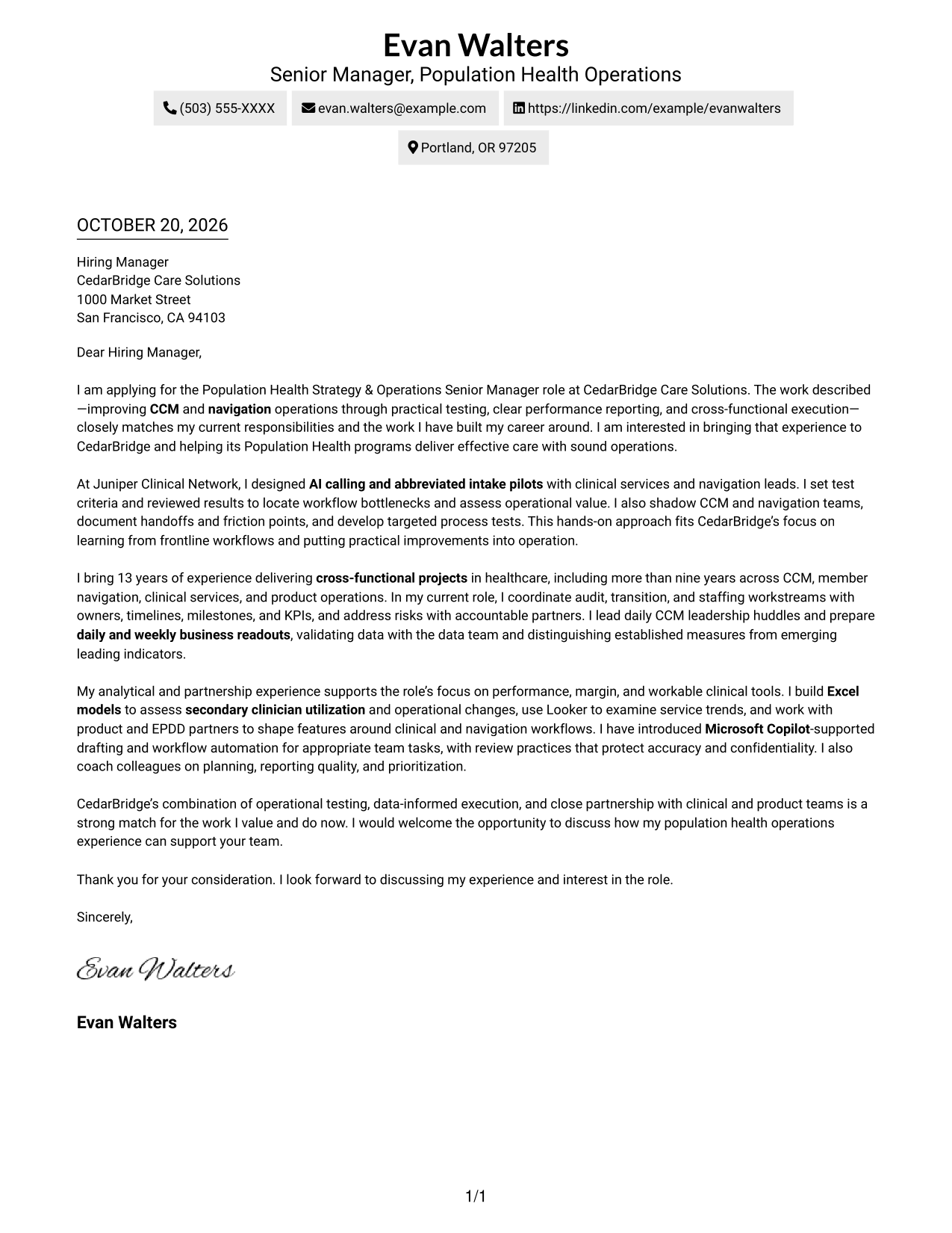 Cover letter example — page 1