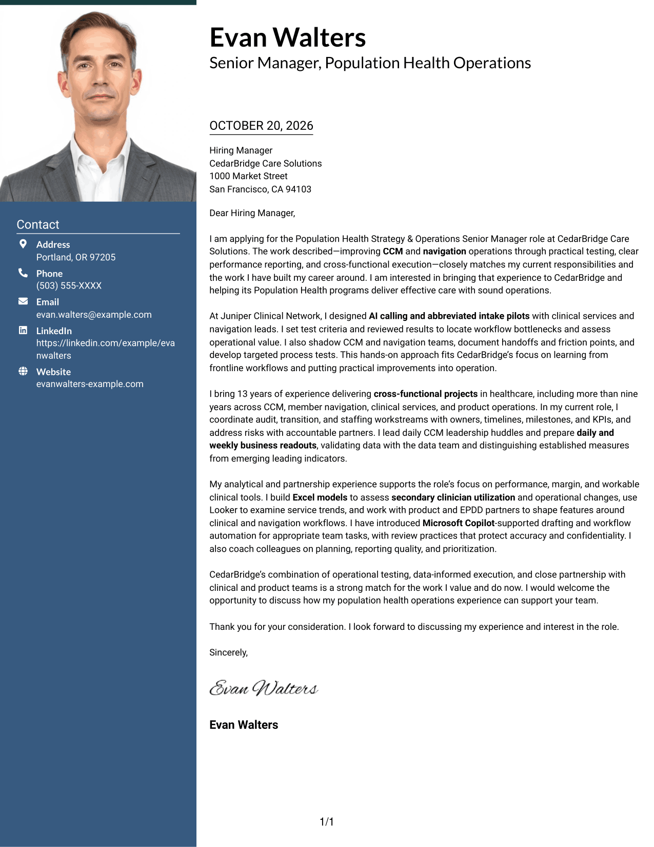 Cover letter example — page 1