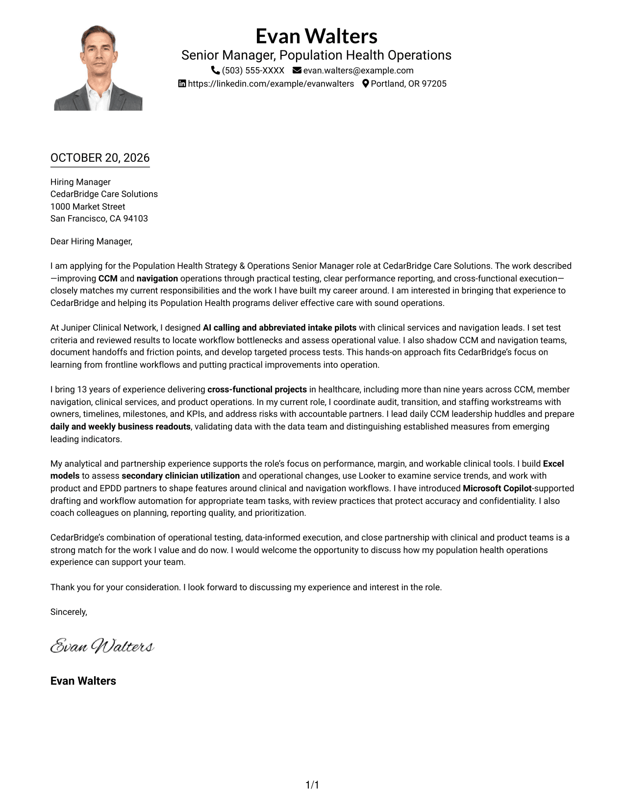 Cover letter example — page 1