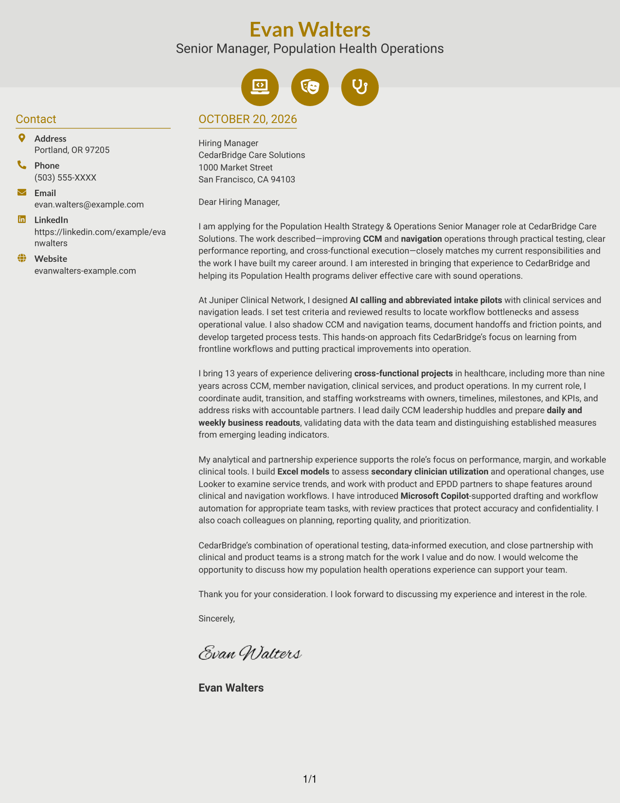 Cover letter example — page 1