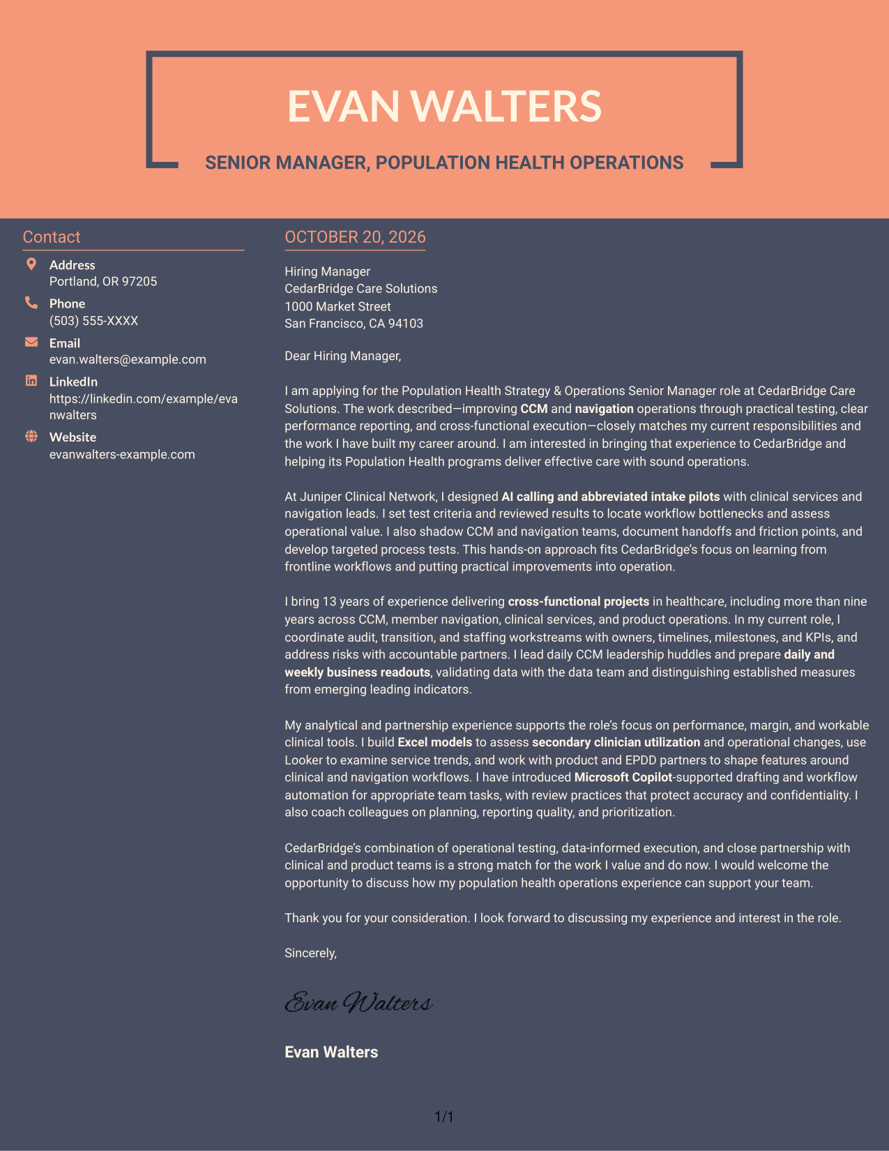 Cover letter example — page 1
