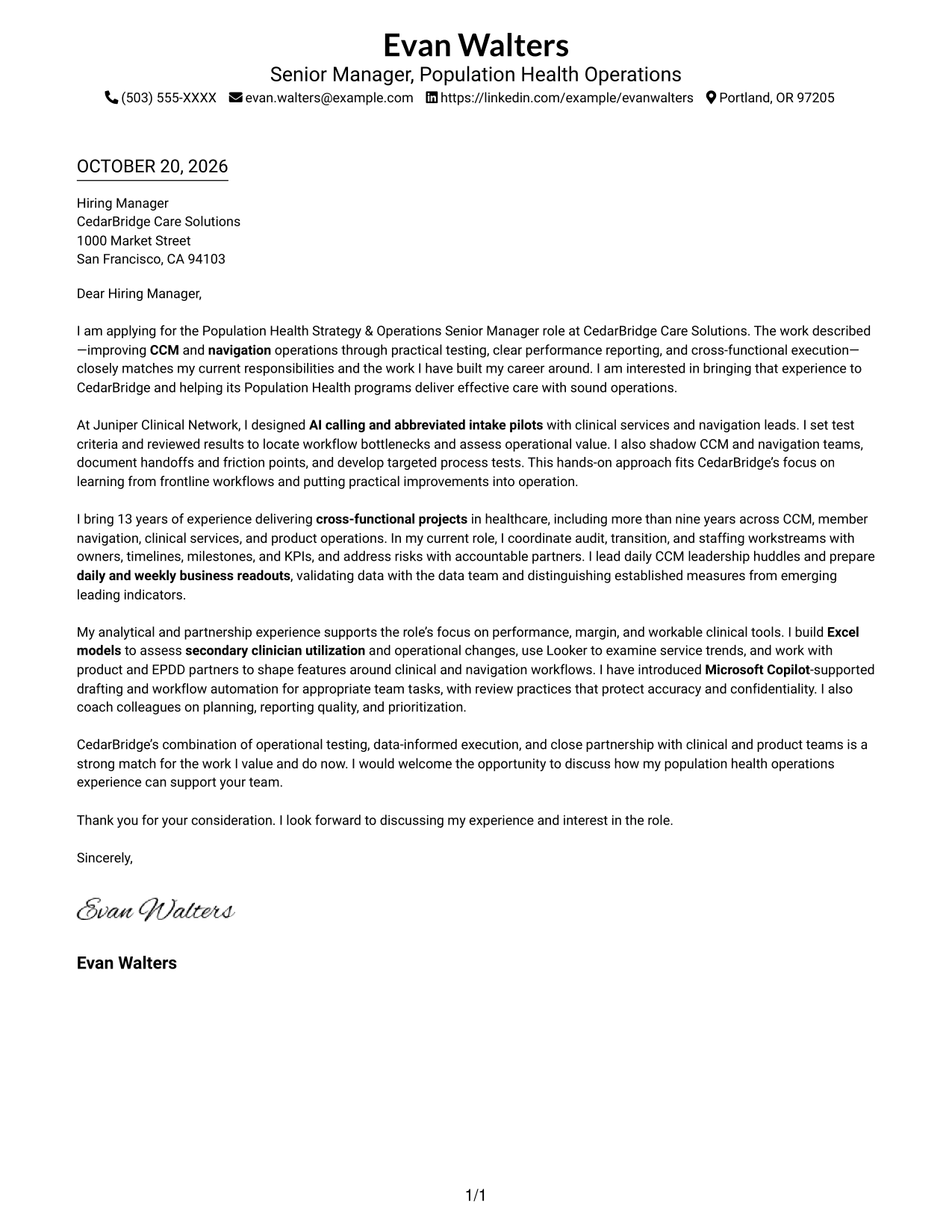 Cover letter example — page 1