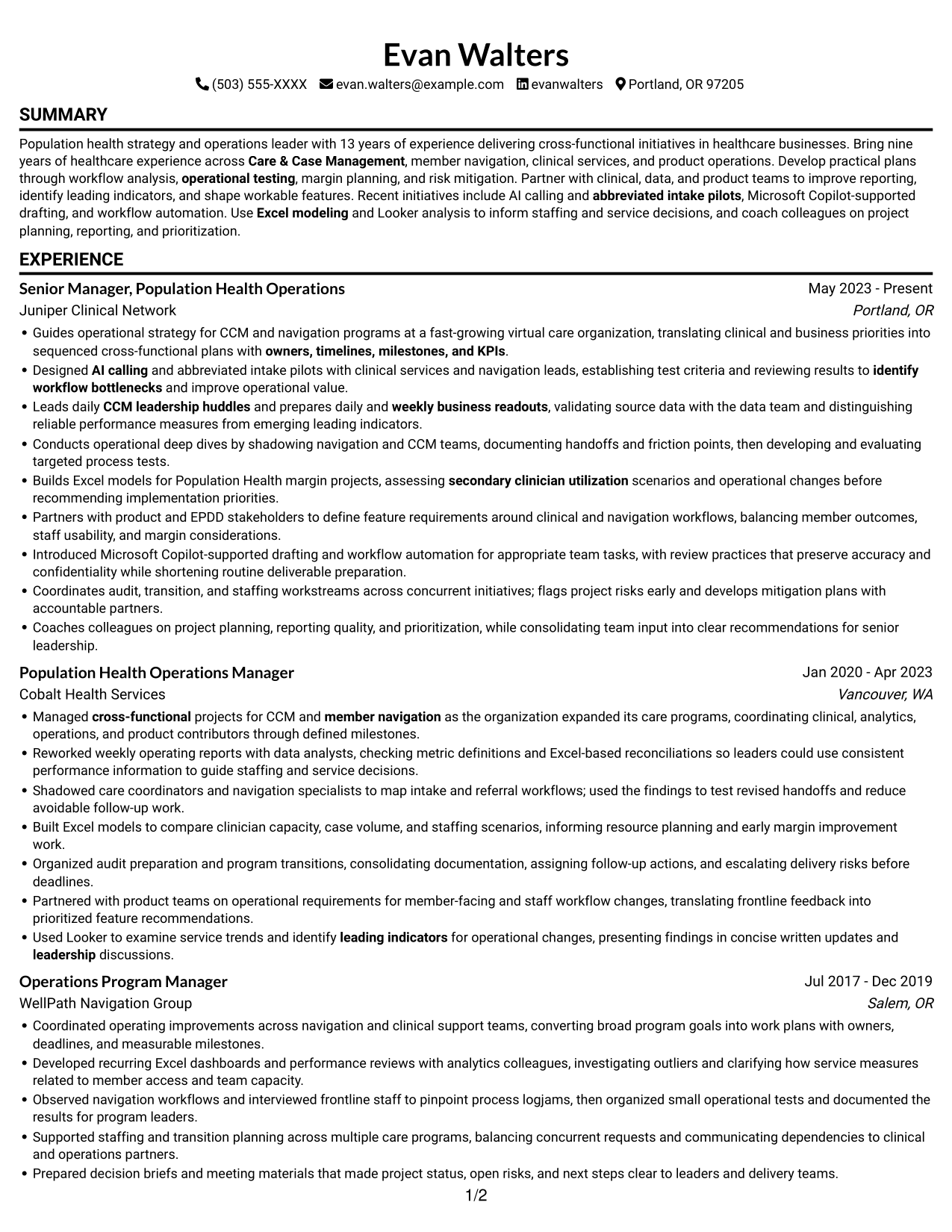 Resume example — page 1
