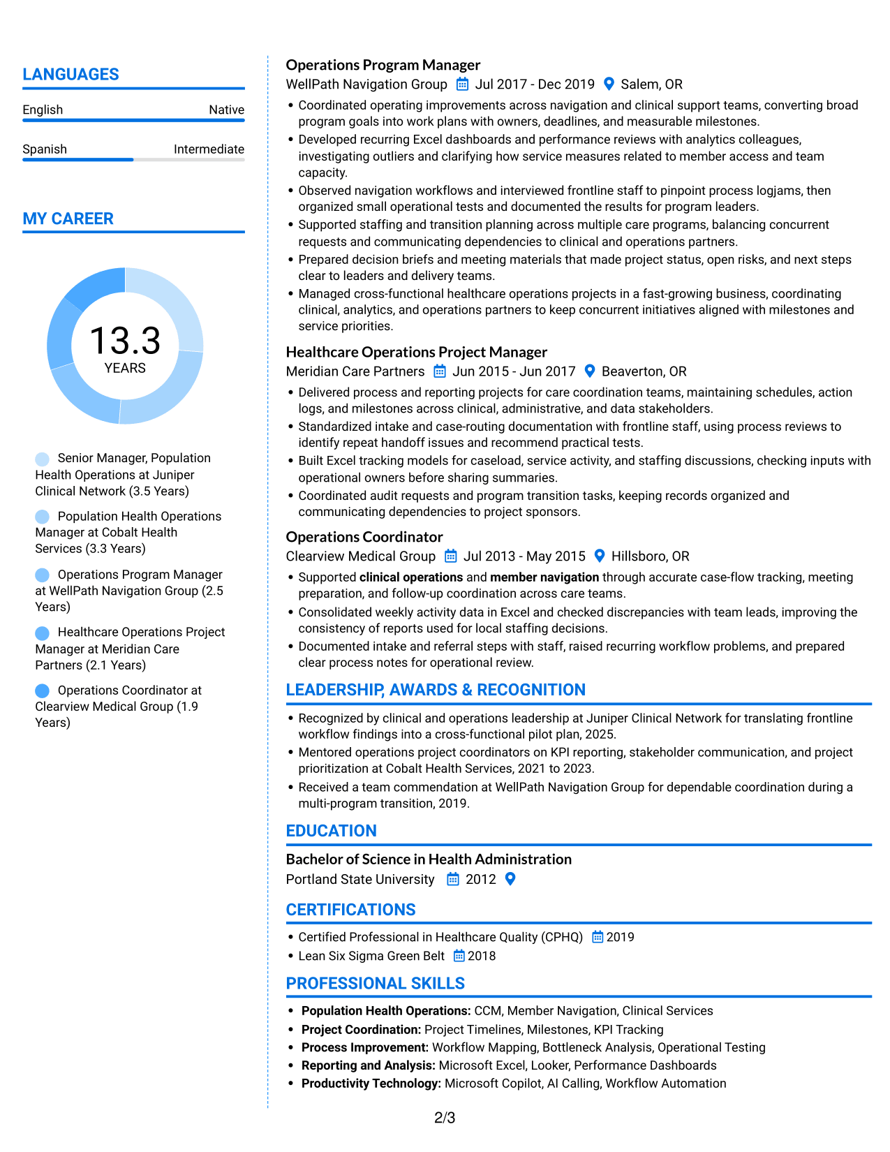 Resume example — page 2
