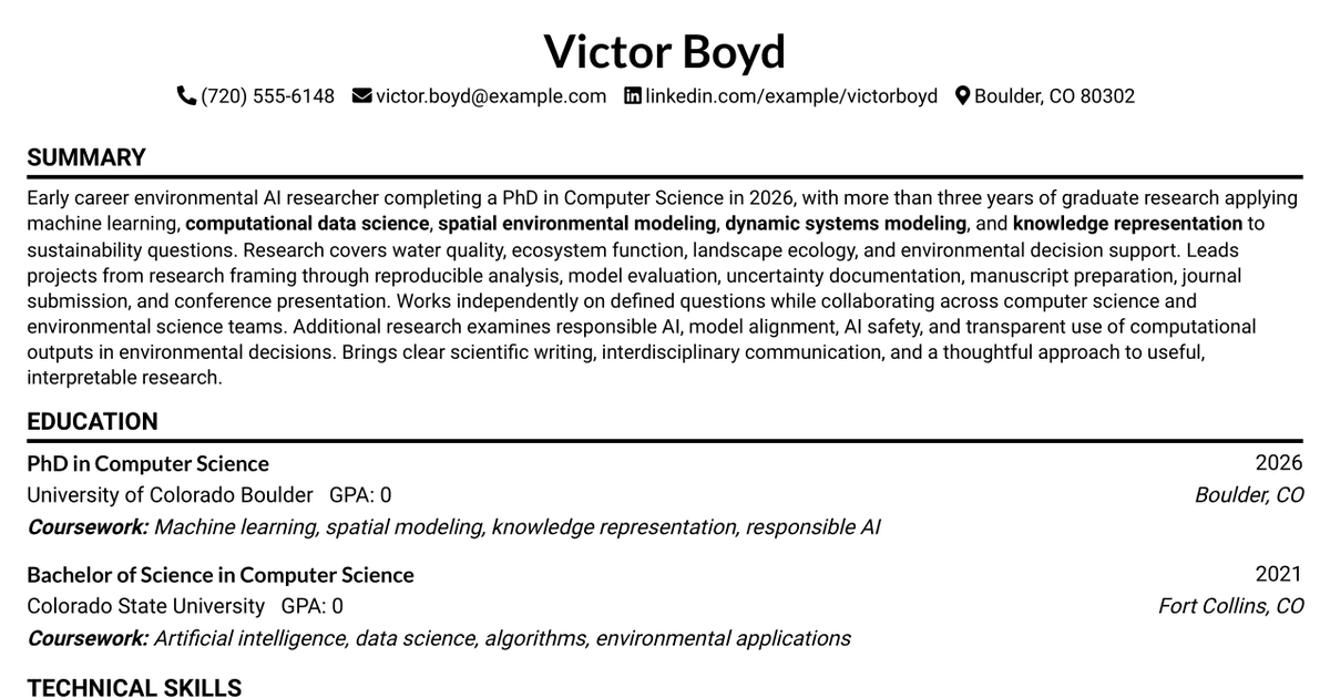 7 Postdoctoral Research - Applying AI in Environment and Sustainability Resume Templates with Example