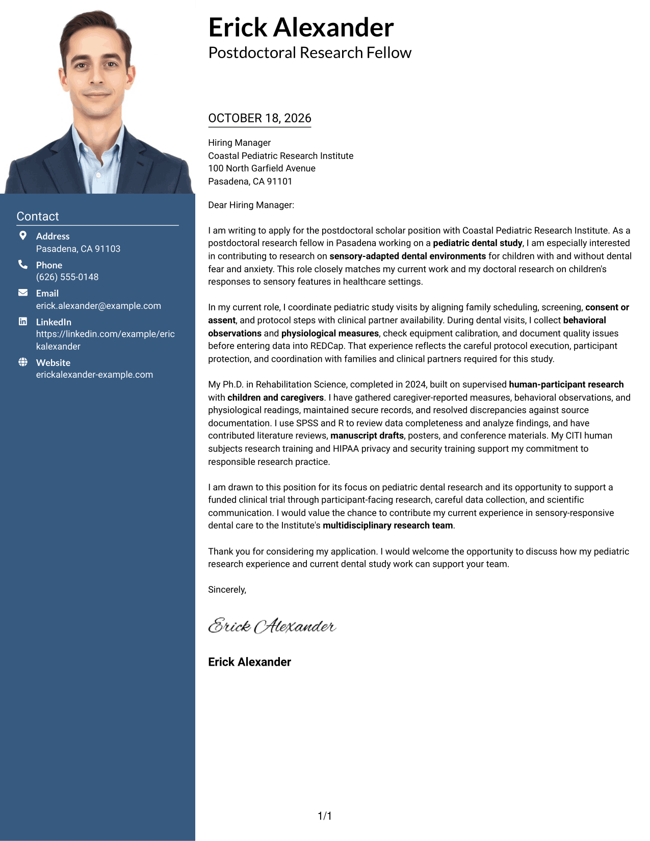 Cover letter example — page 1