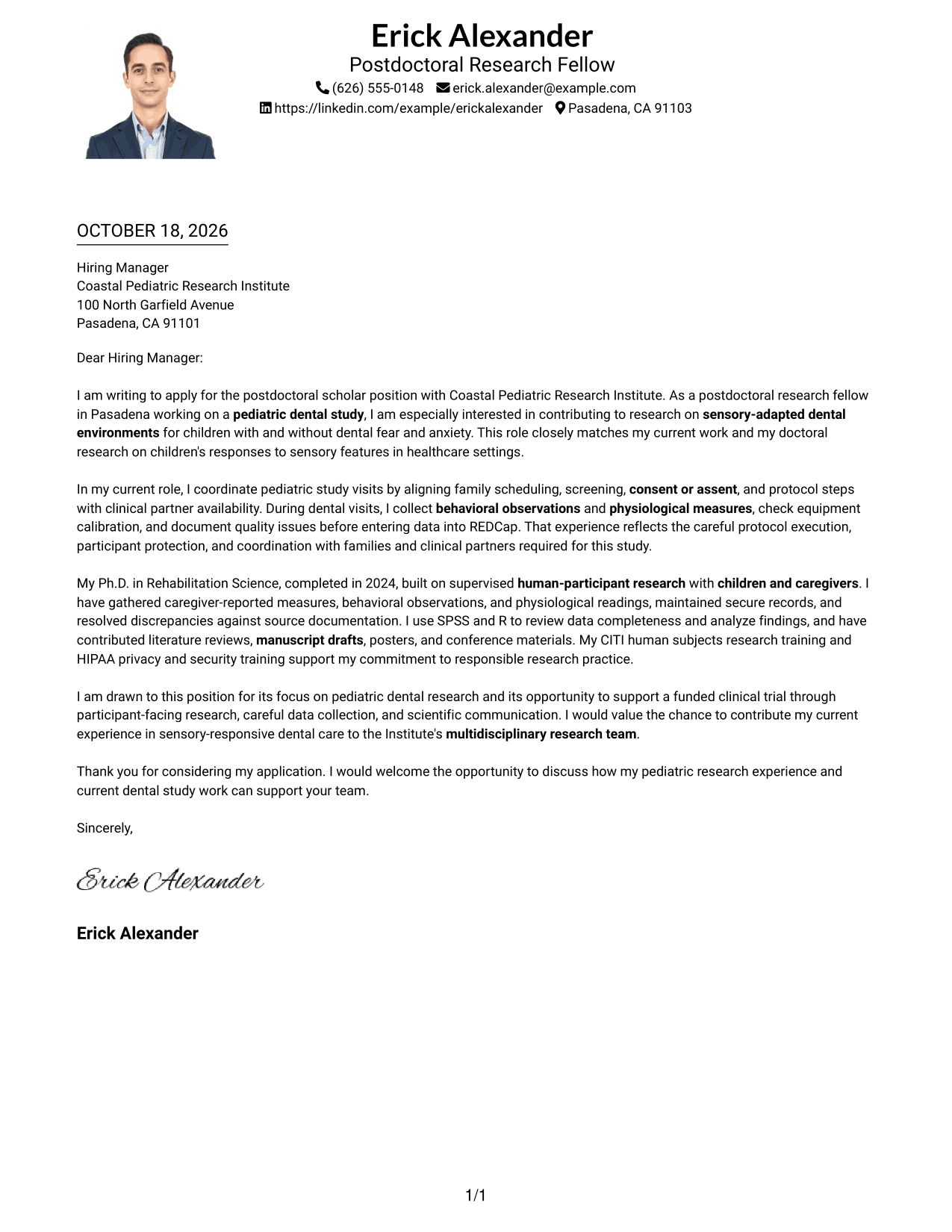 Cover letter example — page 1