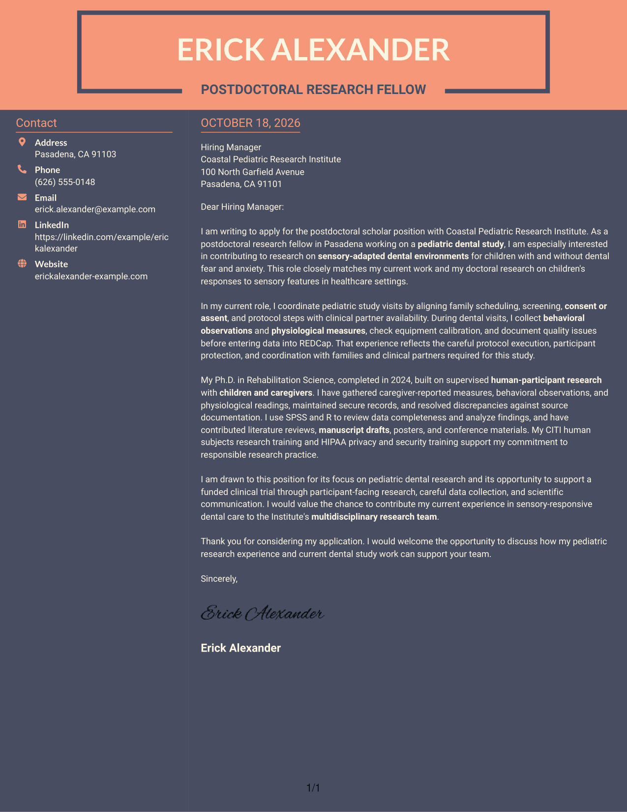 Cover letter example — page 1