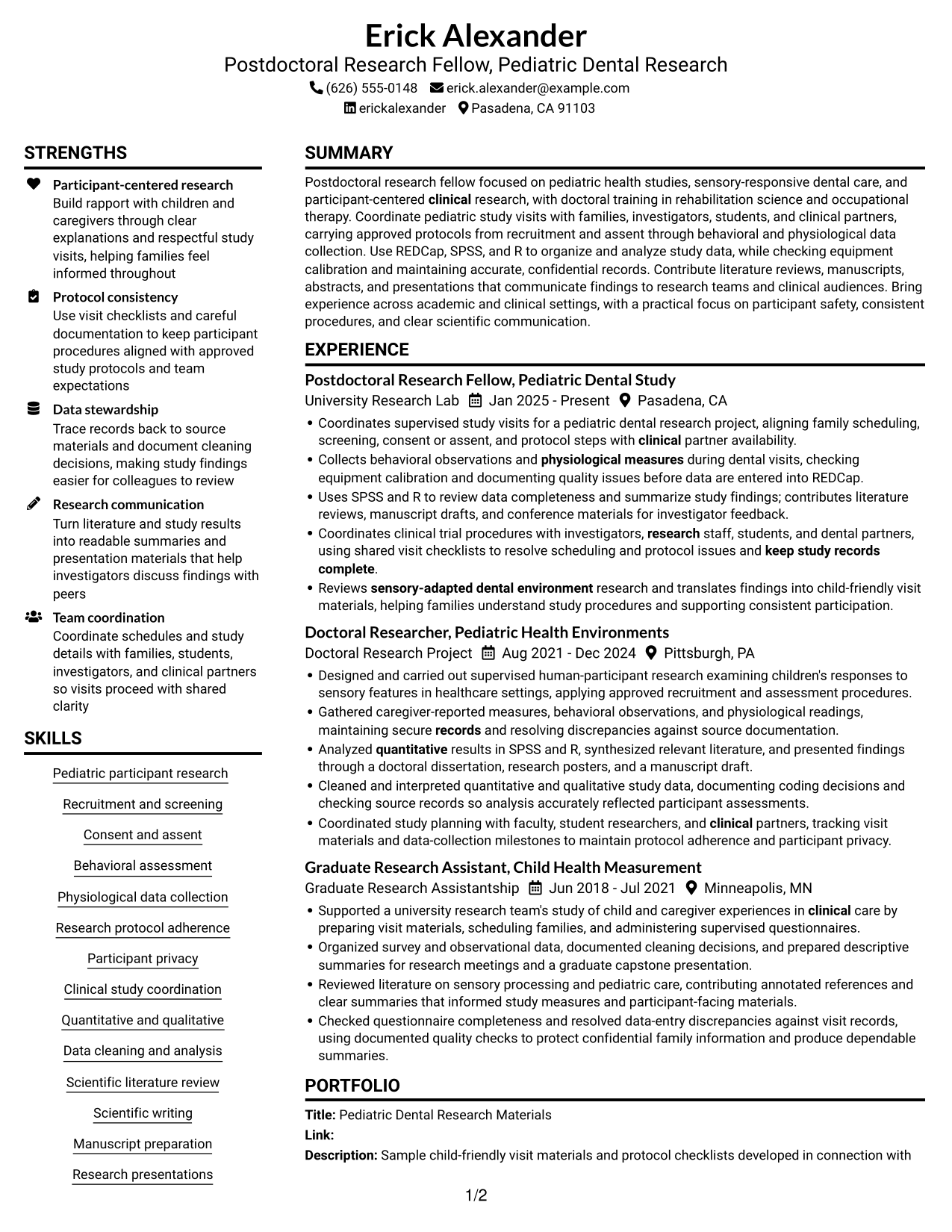 Resume example — page 1