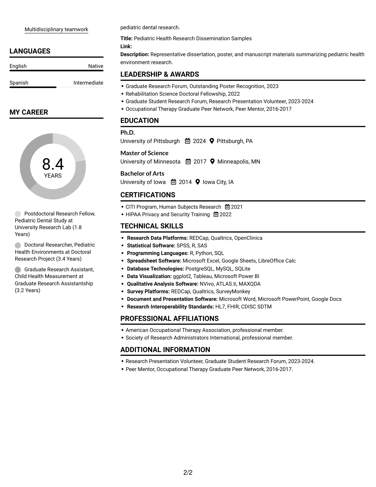 Resume example — page 2