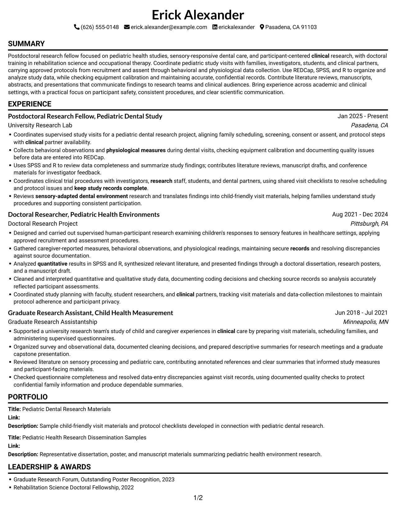 Resume example — page 1