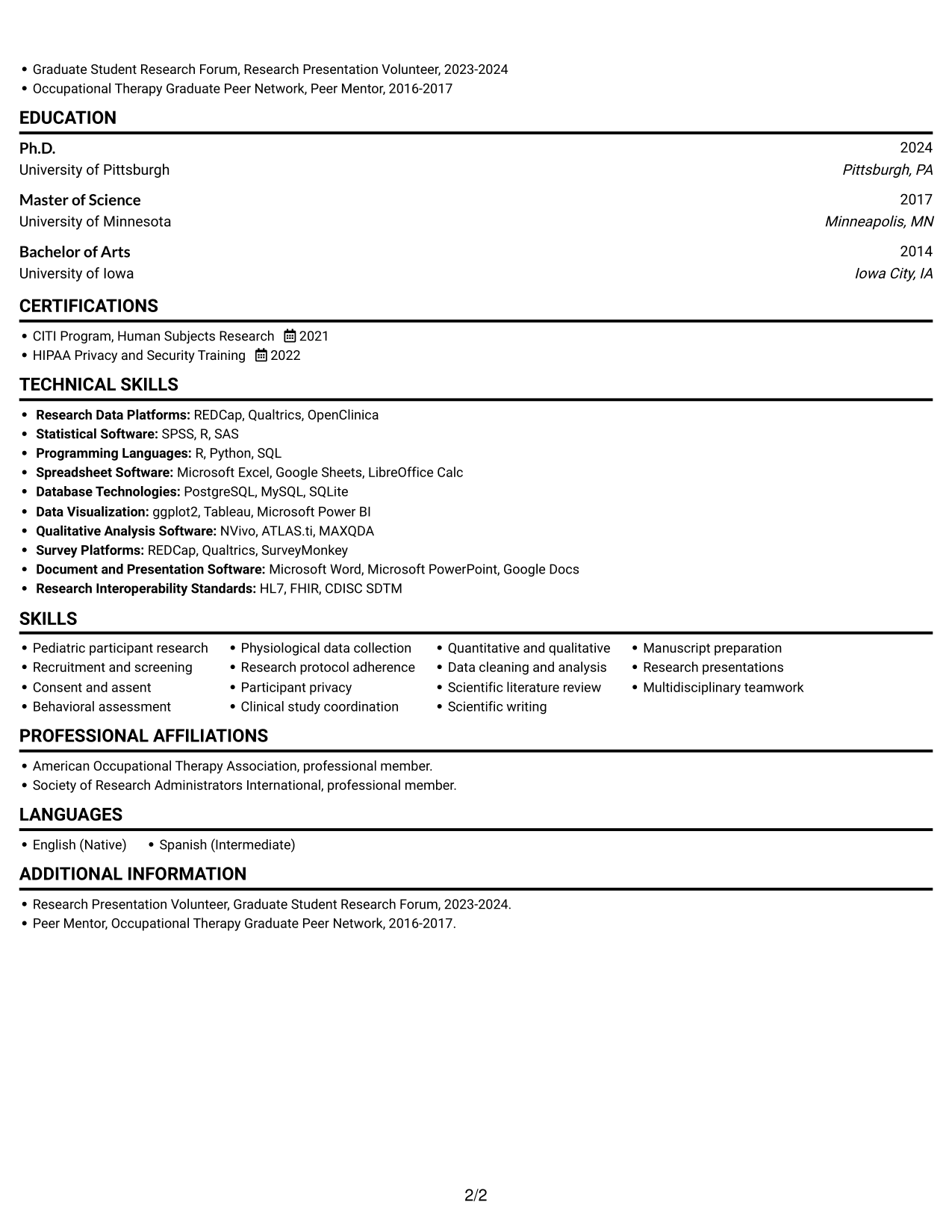 Resume example — page 2