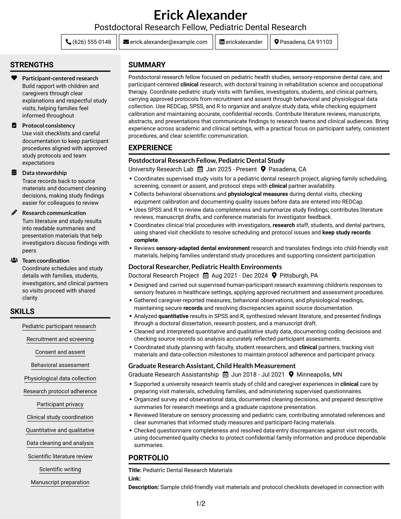 Resume example — page 1