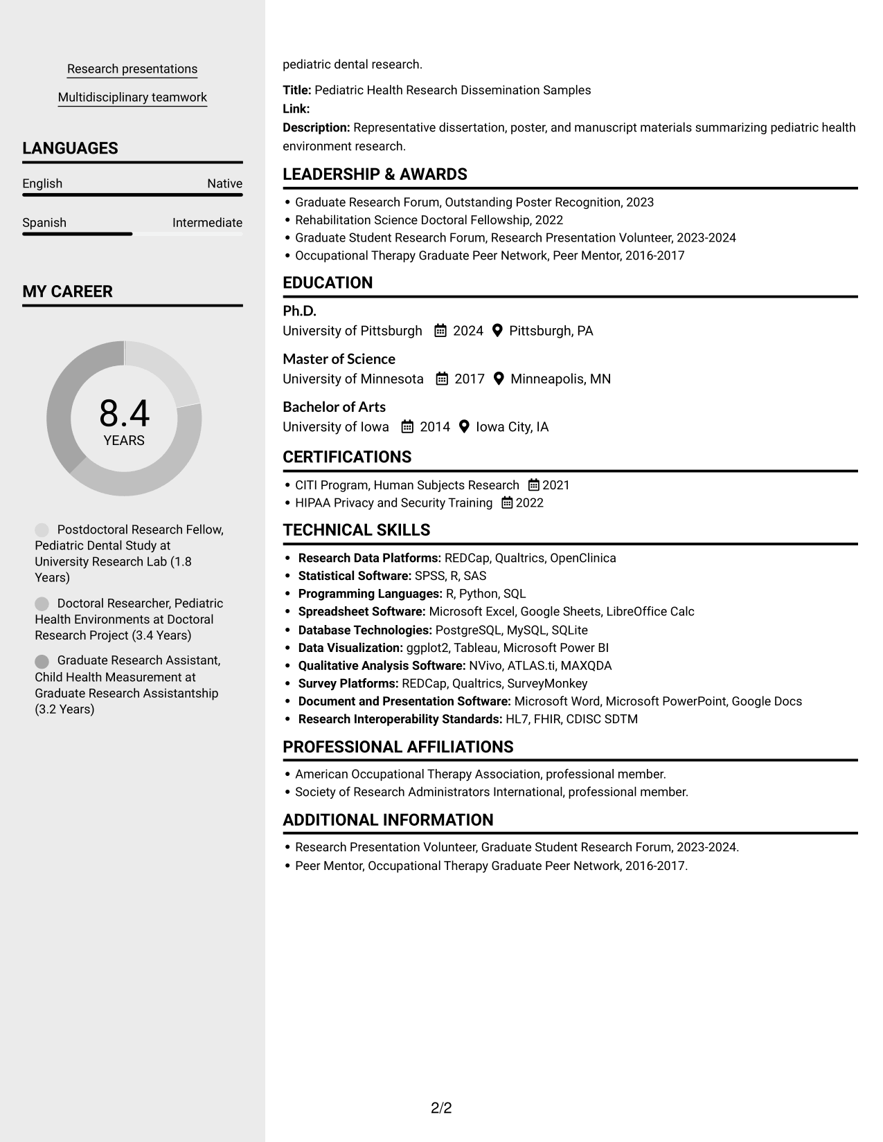 Resume example — page 2