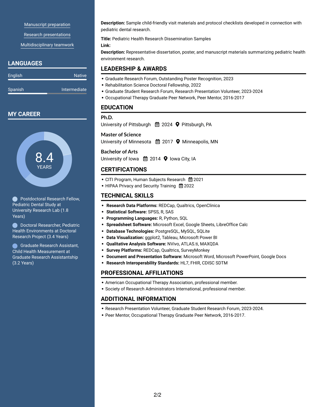 Resume example — page 2