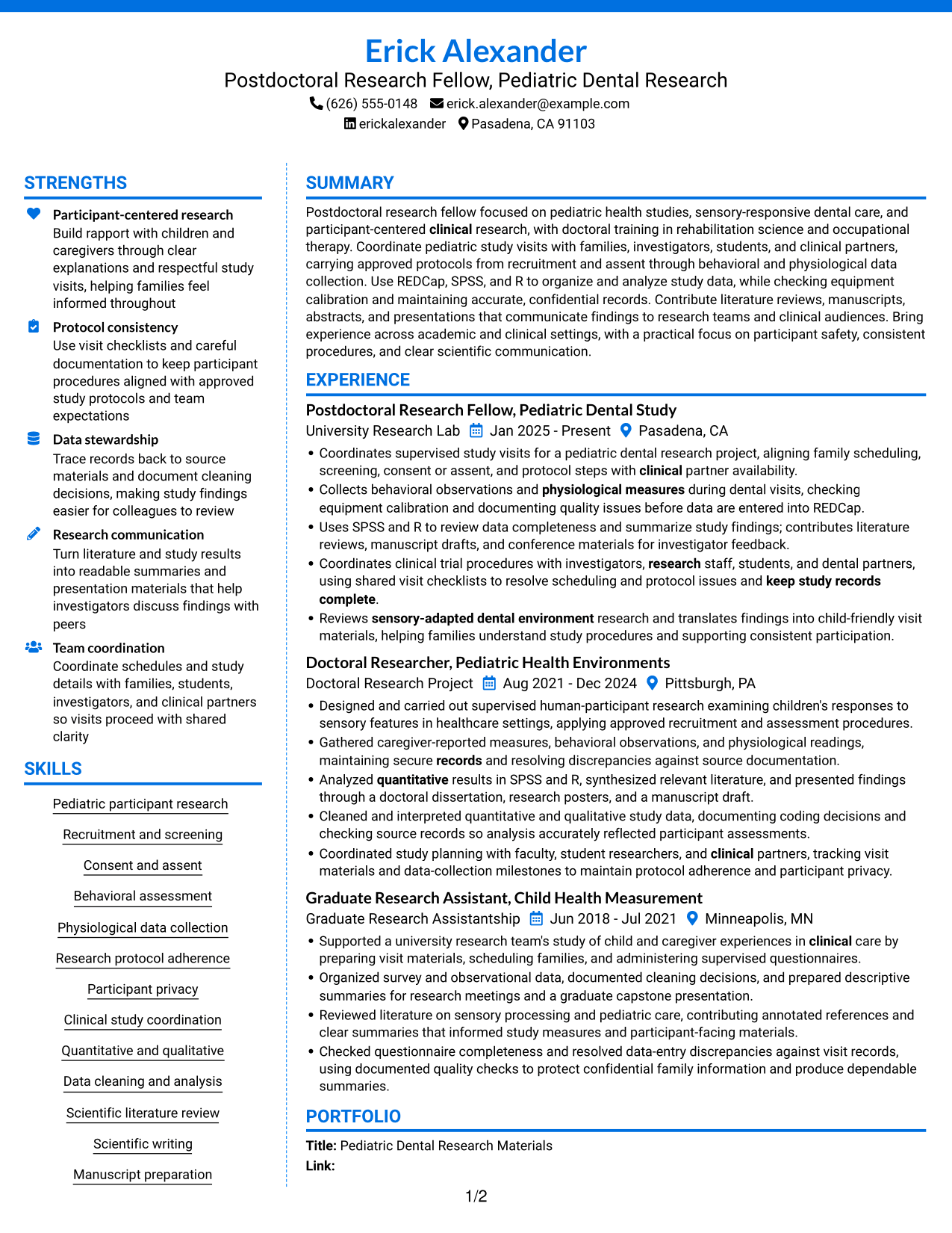 Resume example — page 1