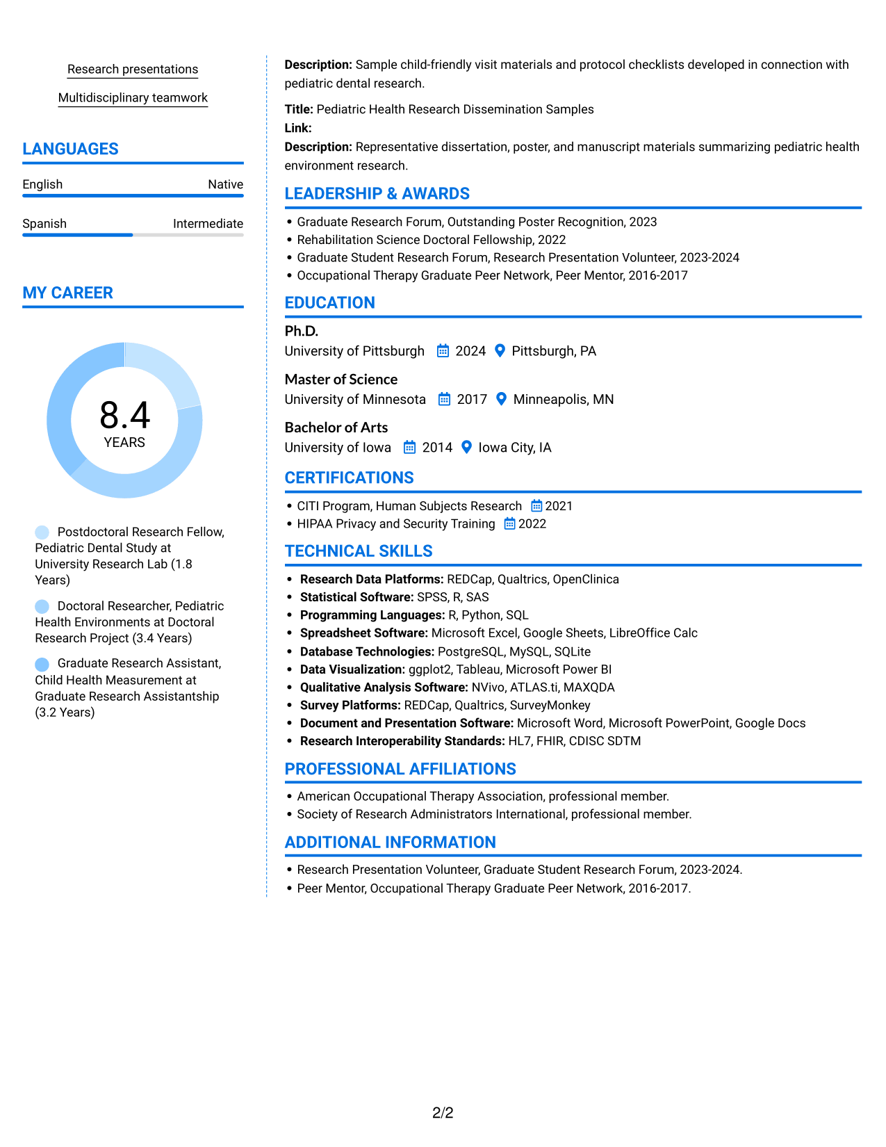 Resume example — page 2