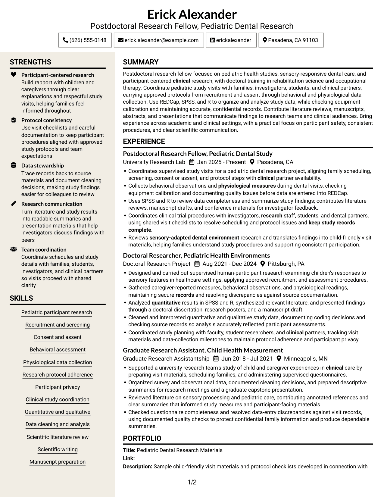 Resume example — page 1