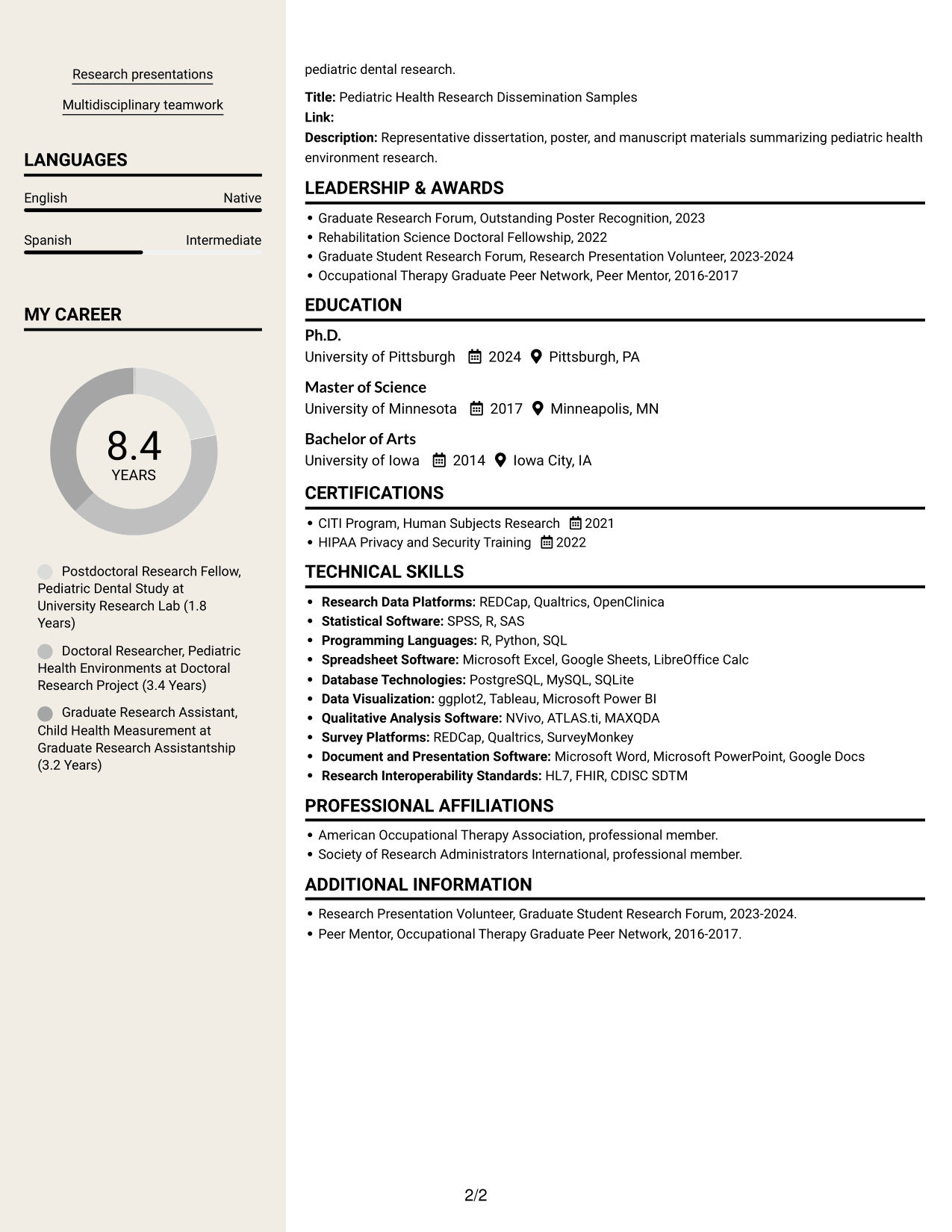 Resume example — page 2