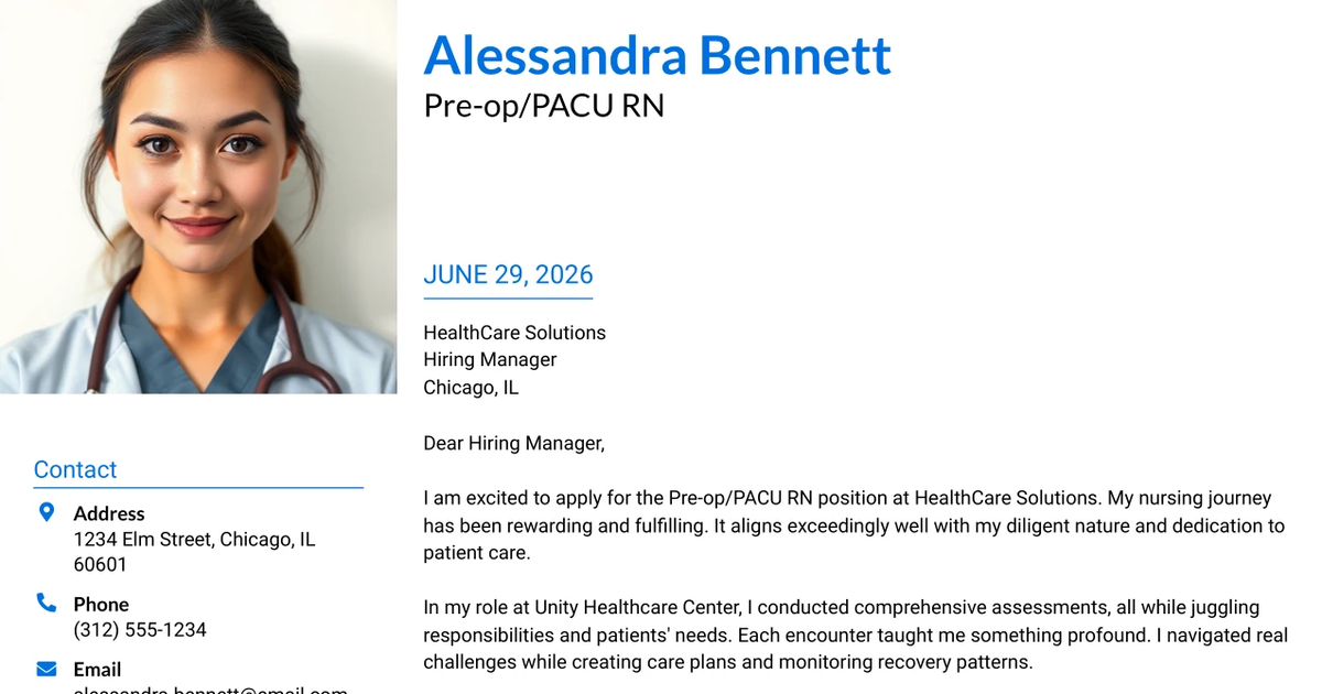 30+ Pre-op/PACU RN Cover Letter Templates with Example 2026
