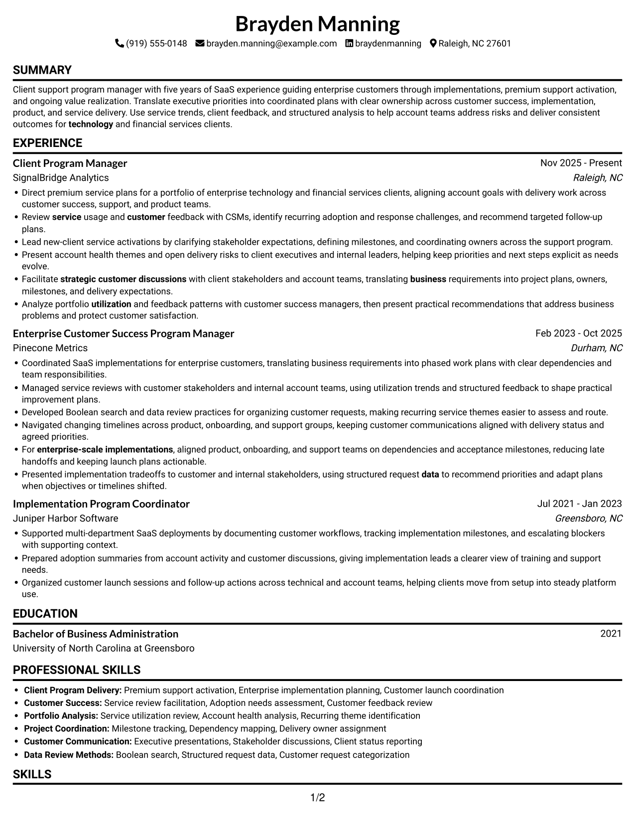 Resume example — page 1