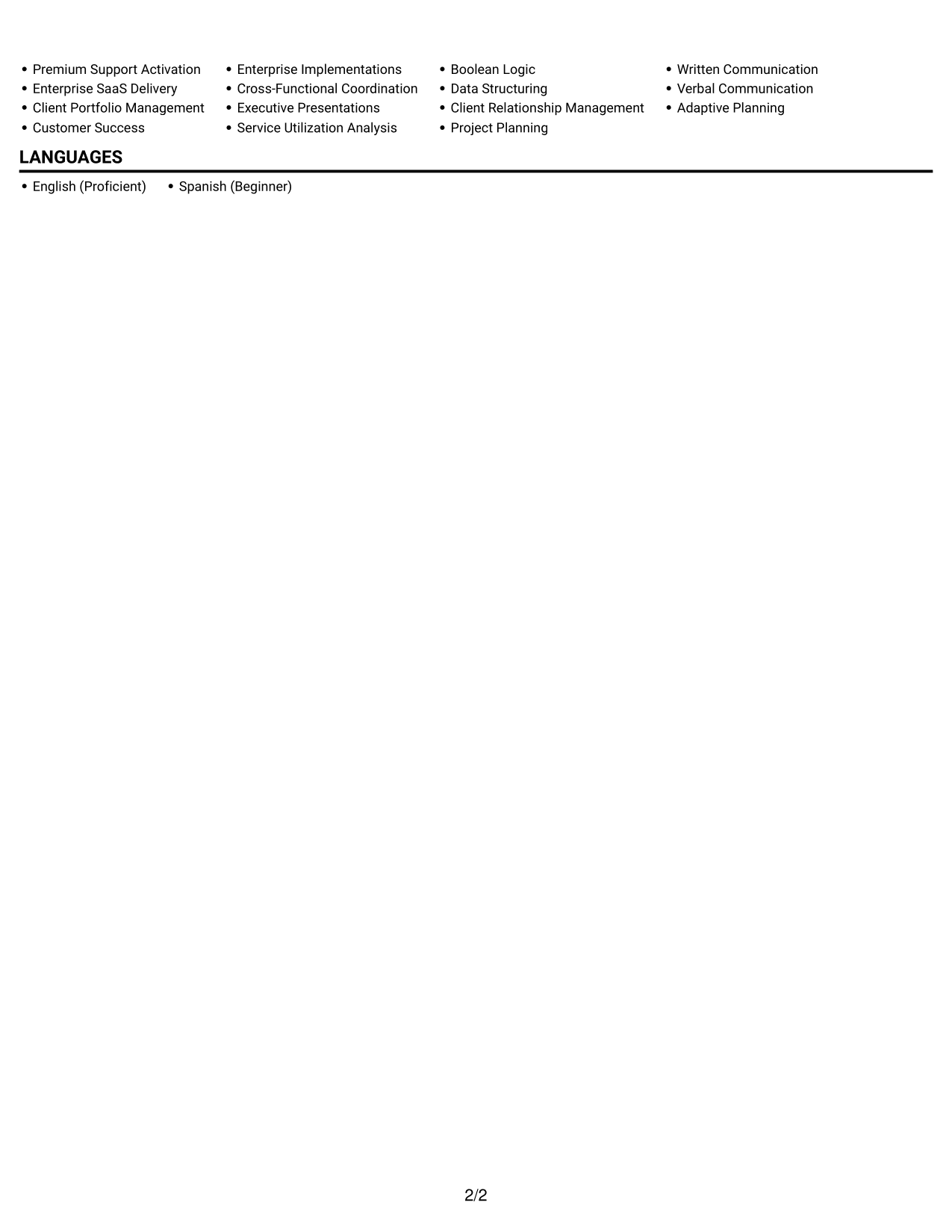 Resume example — page 2