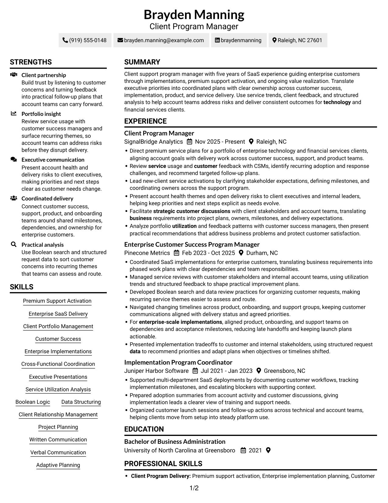 Resume example — page 1